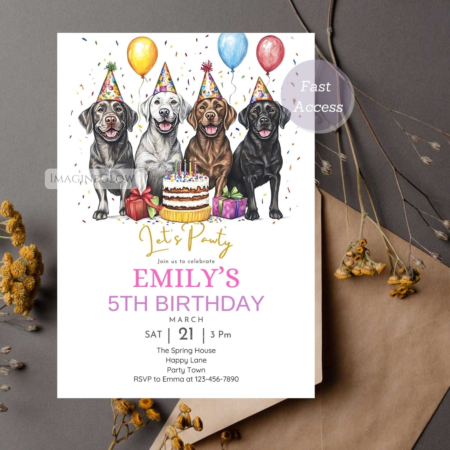 Cute Labrador puppy birthday invitation