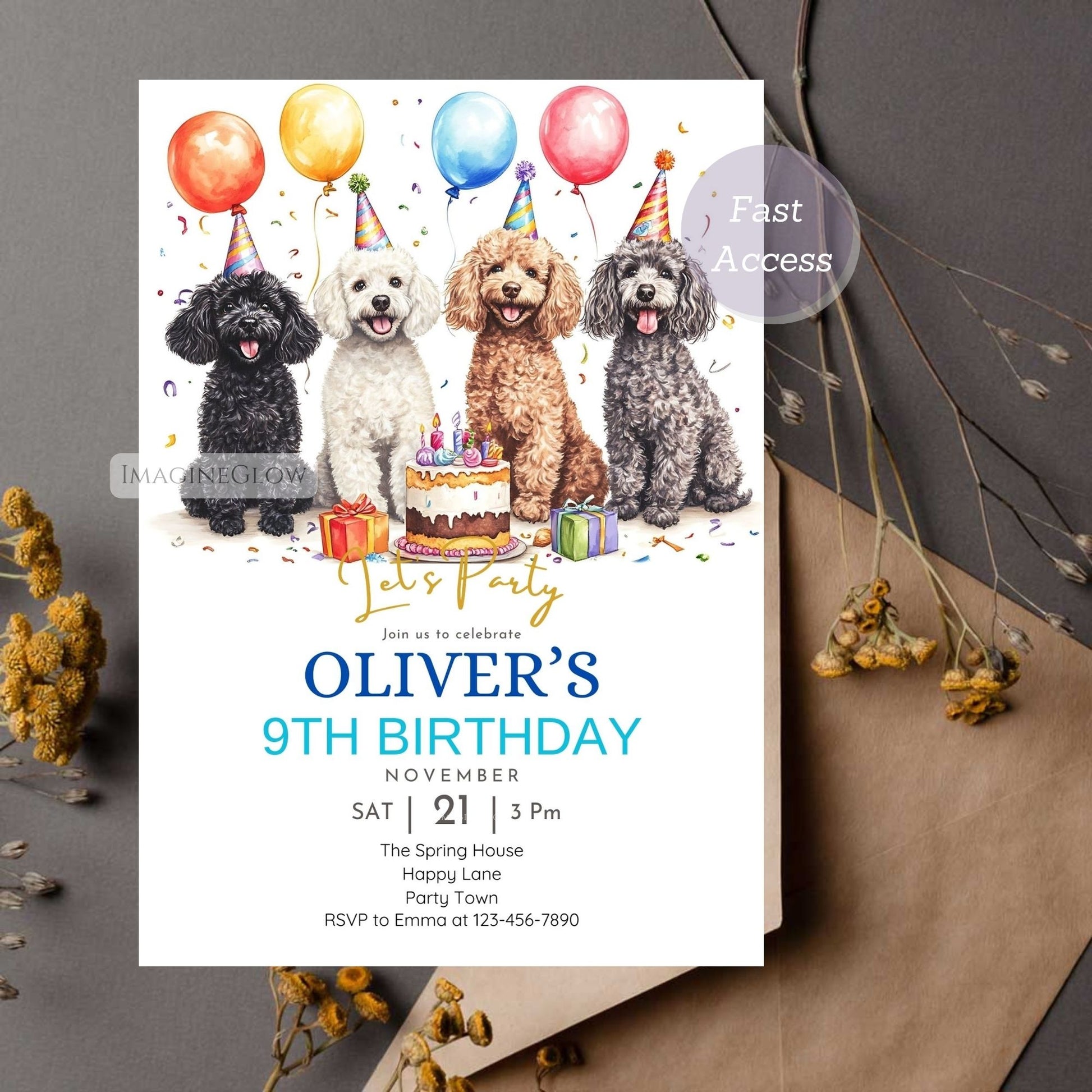 Customizable puppy-themed birthday party invite