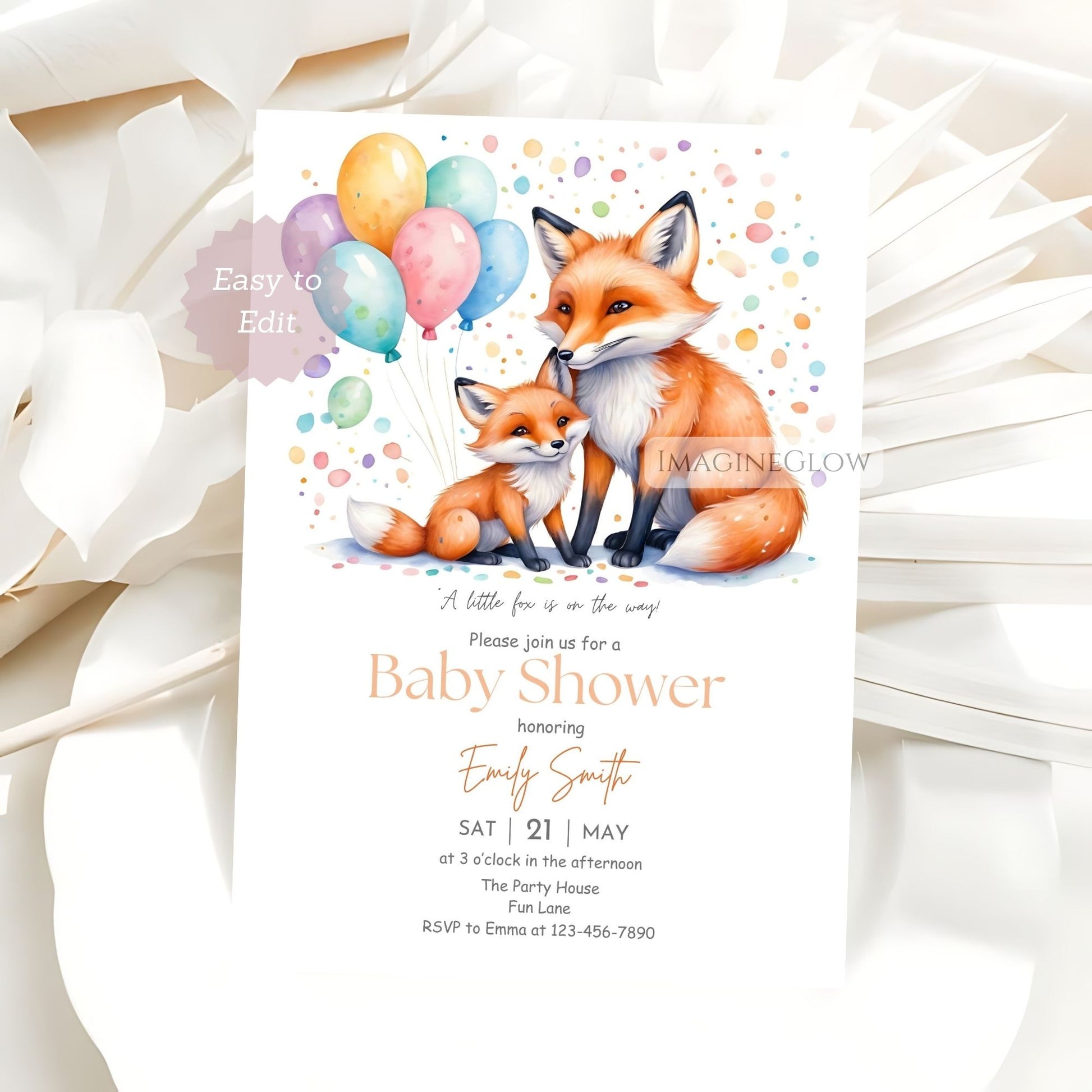 forest animal baby shower invitation