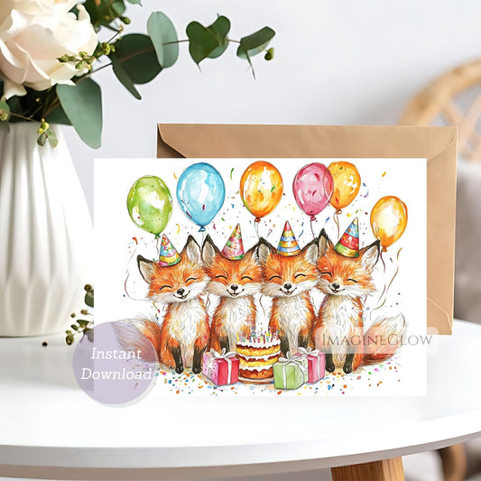 fox birthday card
cute fox greeting card
woodland fox birthday card