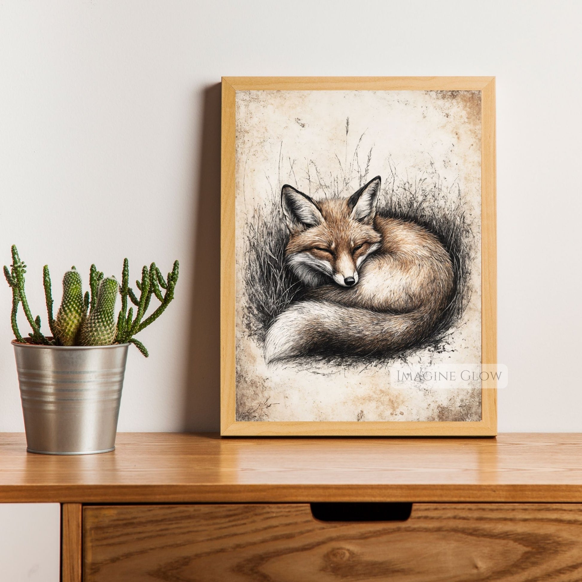 Timeless fox illustration for nature-themed home decoration.