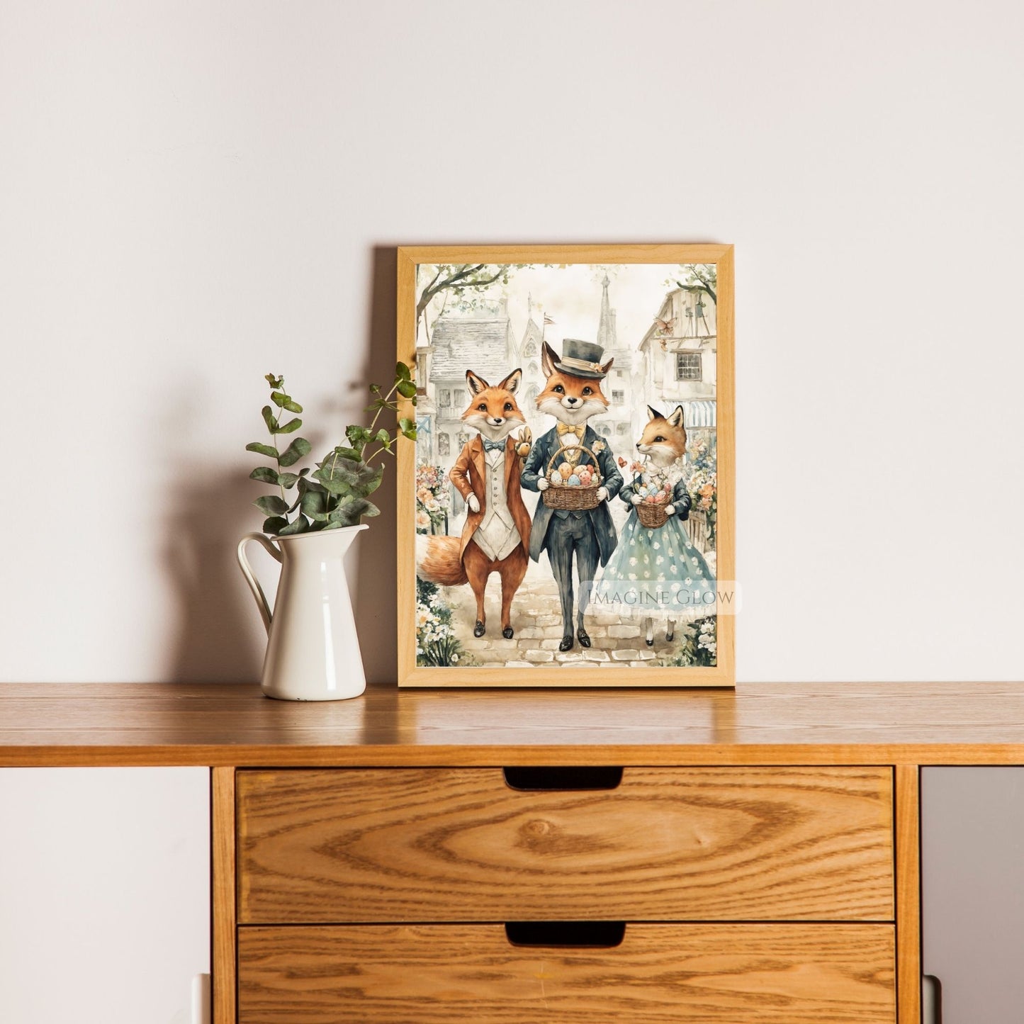 Vintage-Style Fox Wall Art for Easter Home Decor