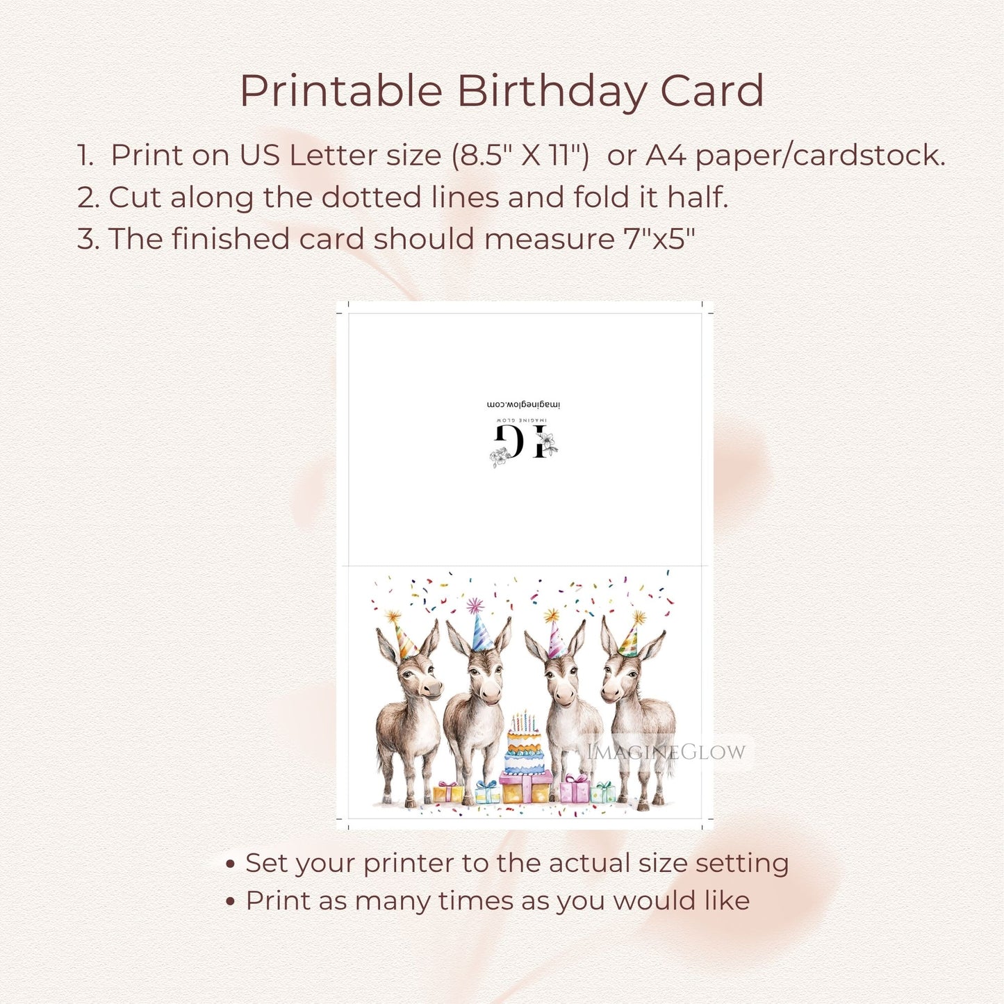 donkey birthday card for children
animal themed birthday card donkey
digital download donkey birthday card
