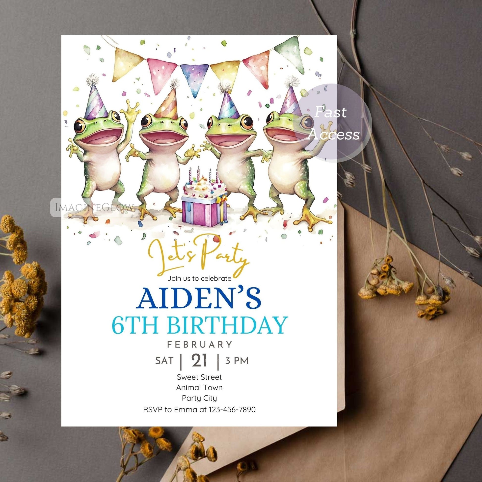Cute pond party birthday invite