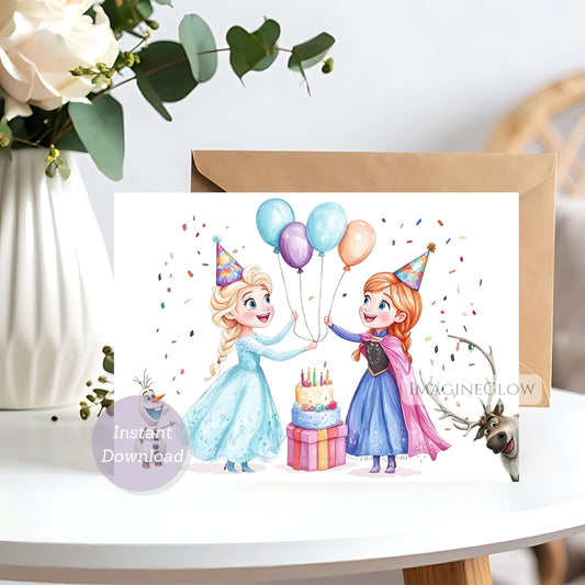 Frozen birthday card printable
Elsa and Anna birthday card