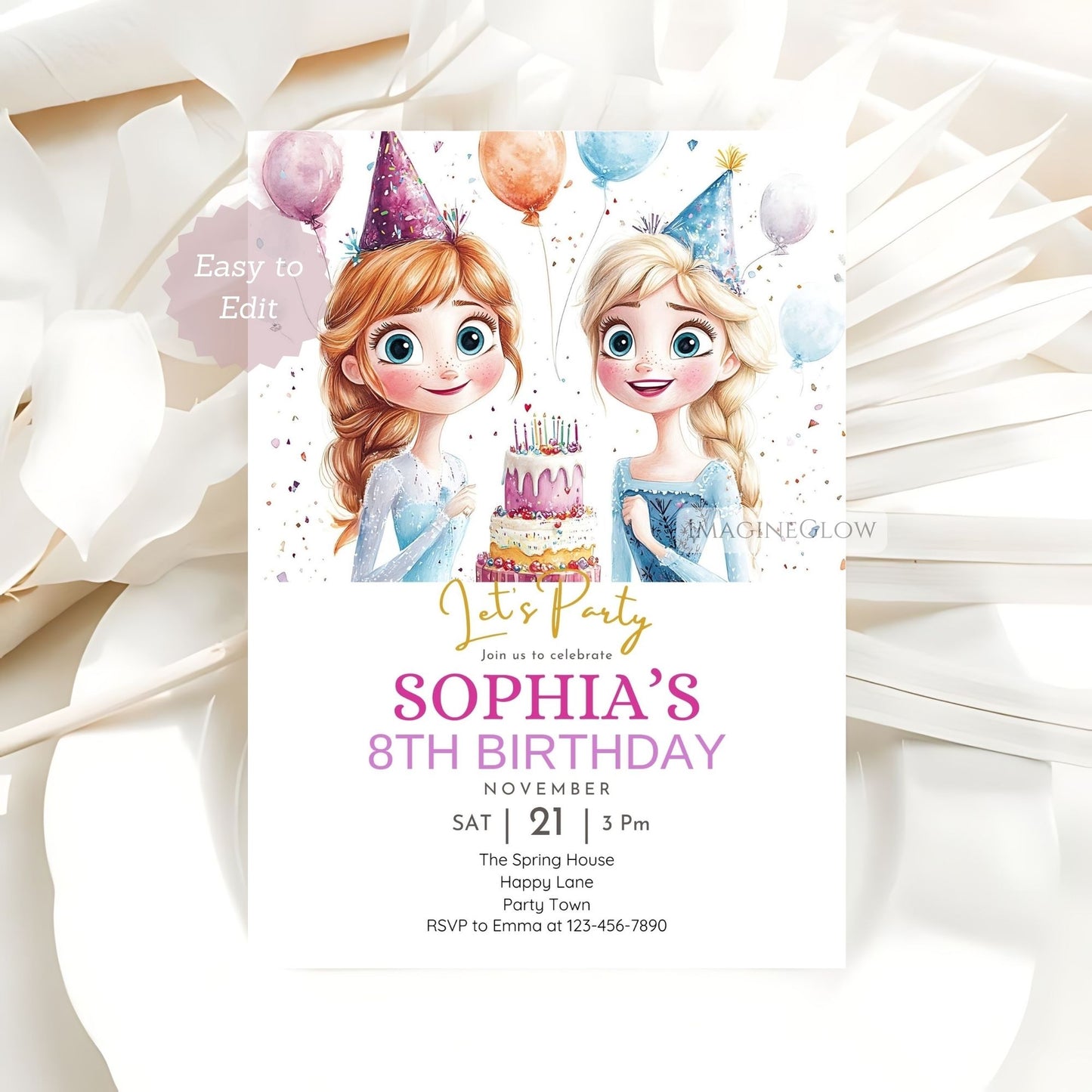 Cake and balloons Frozen birthday template