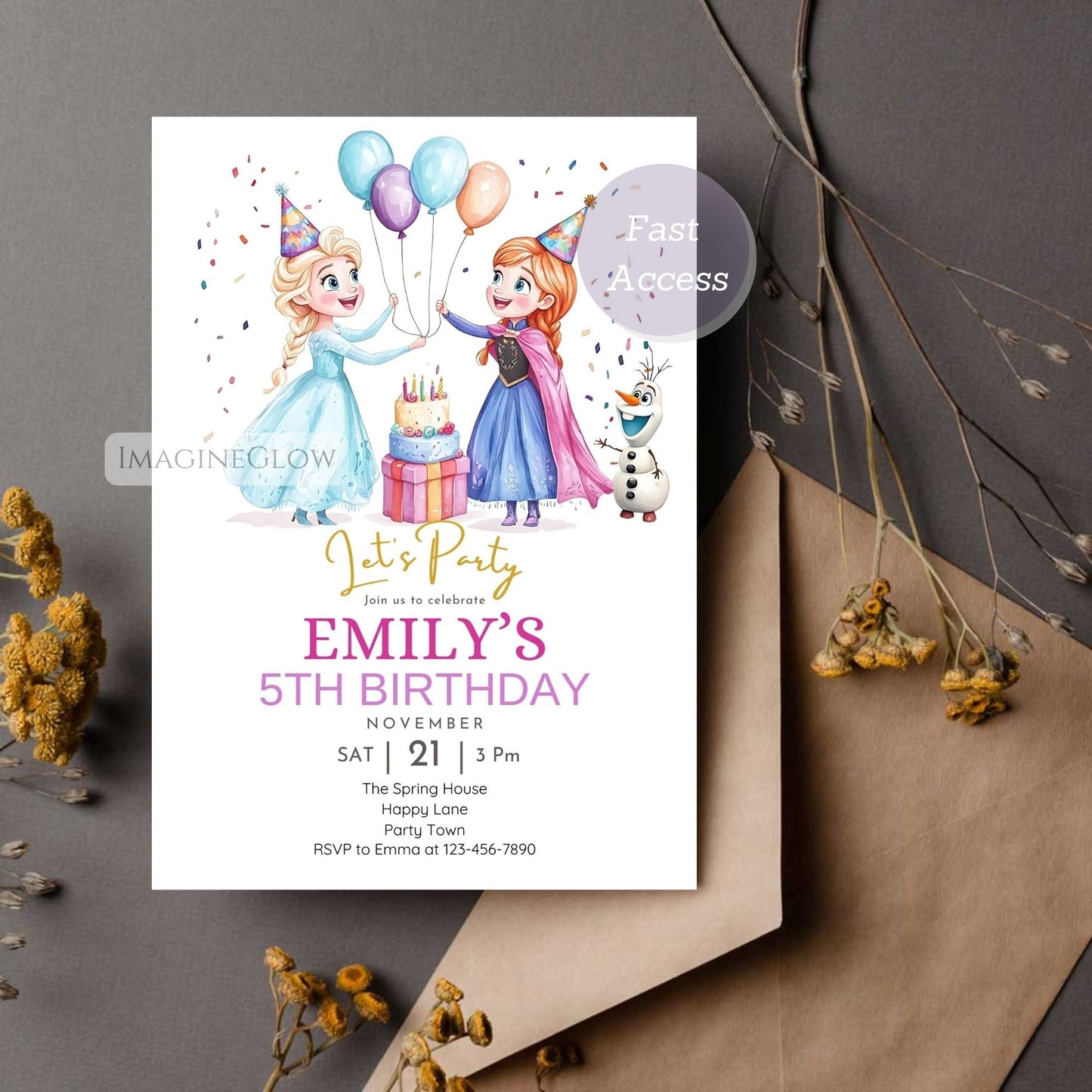 Frozen celebration invitation for printing
Printable Frozen birthday card