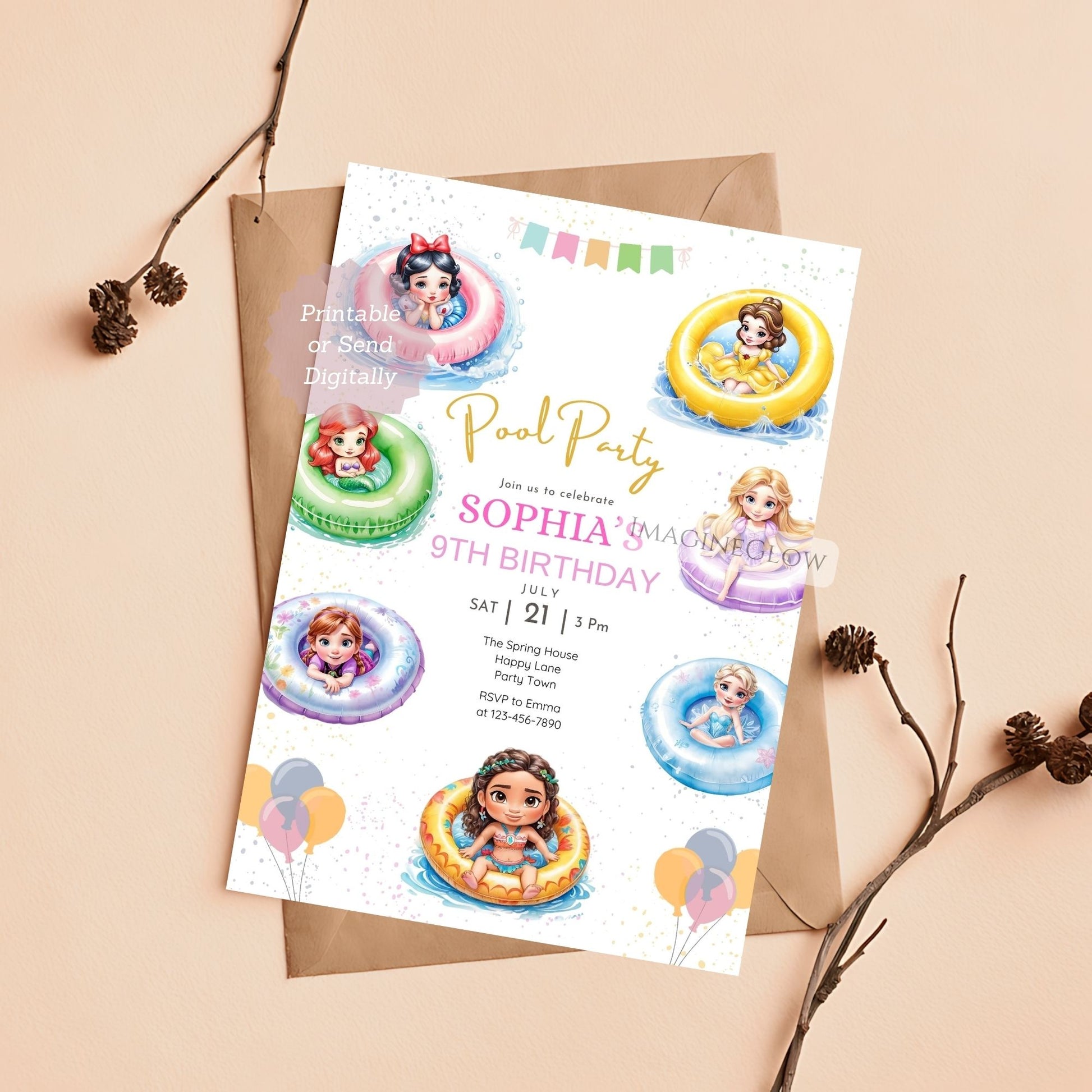 magical water birthday invitation