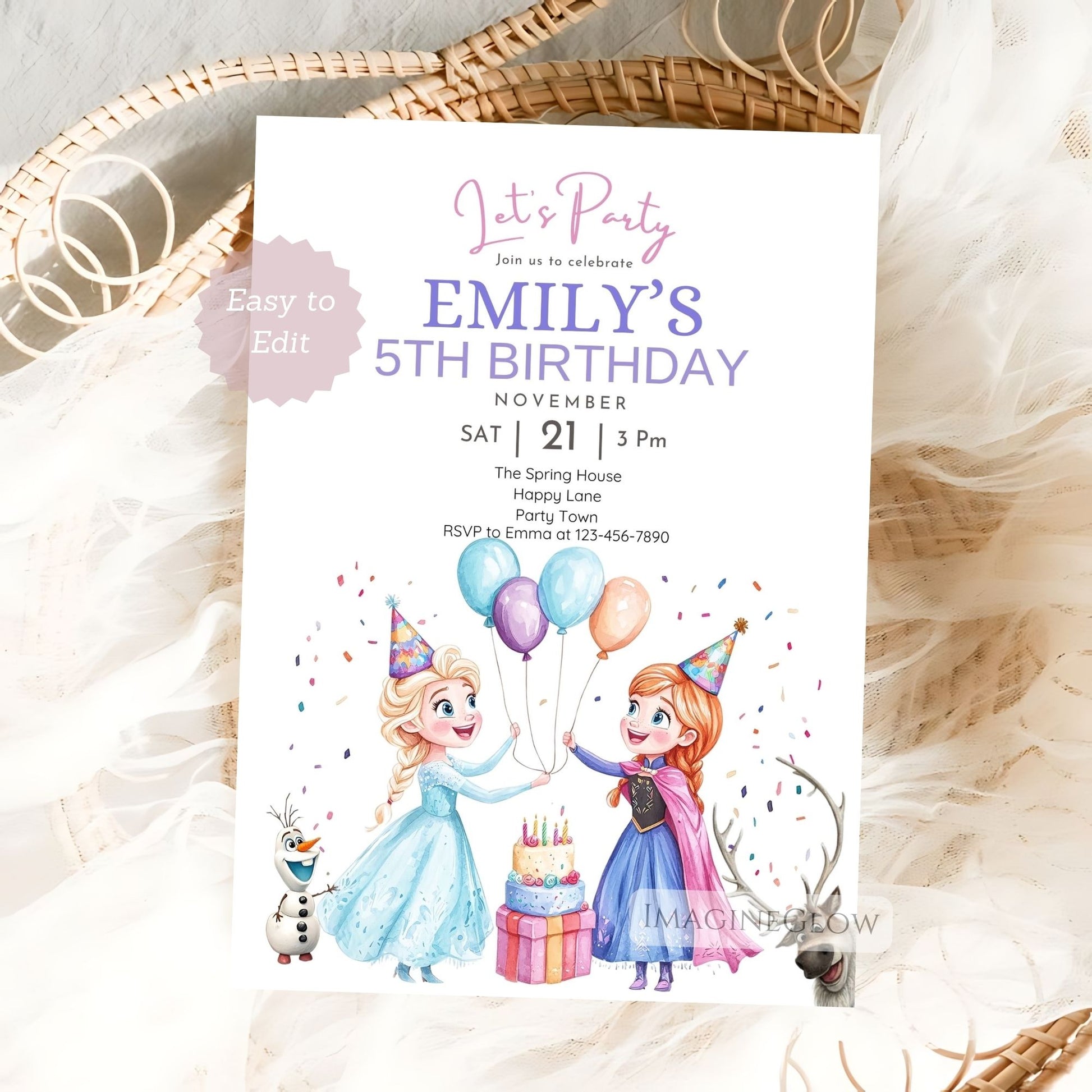 digital frozen invitation template
frozen theme celebration invite