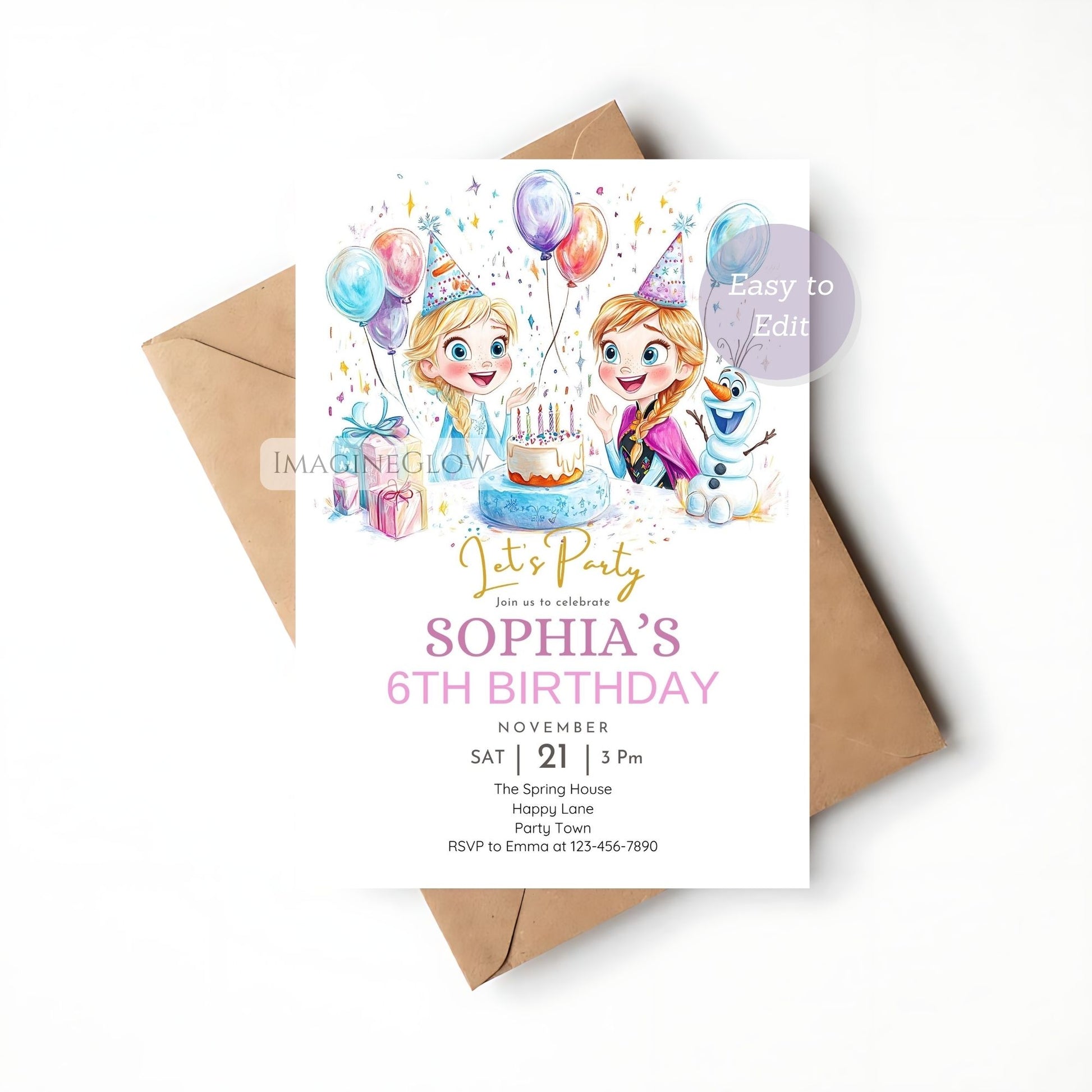 Winter wonderland Frozen invitation template