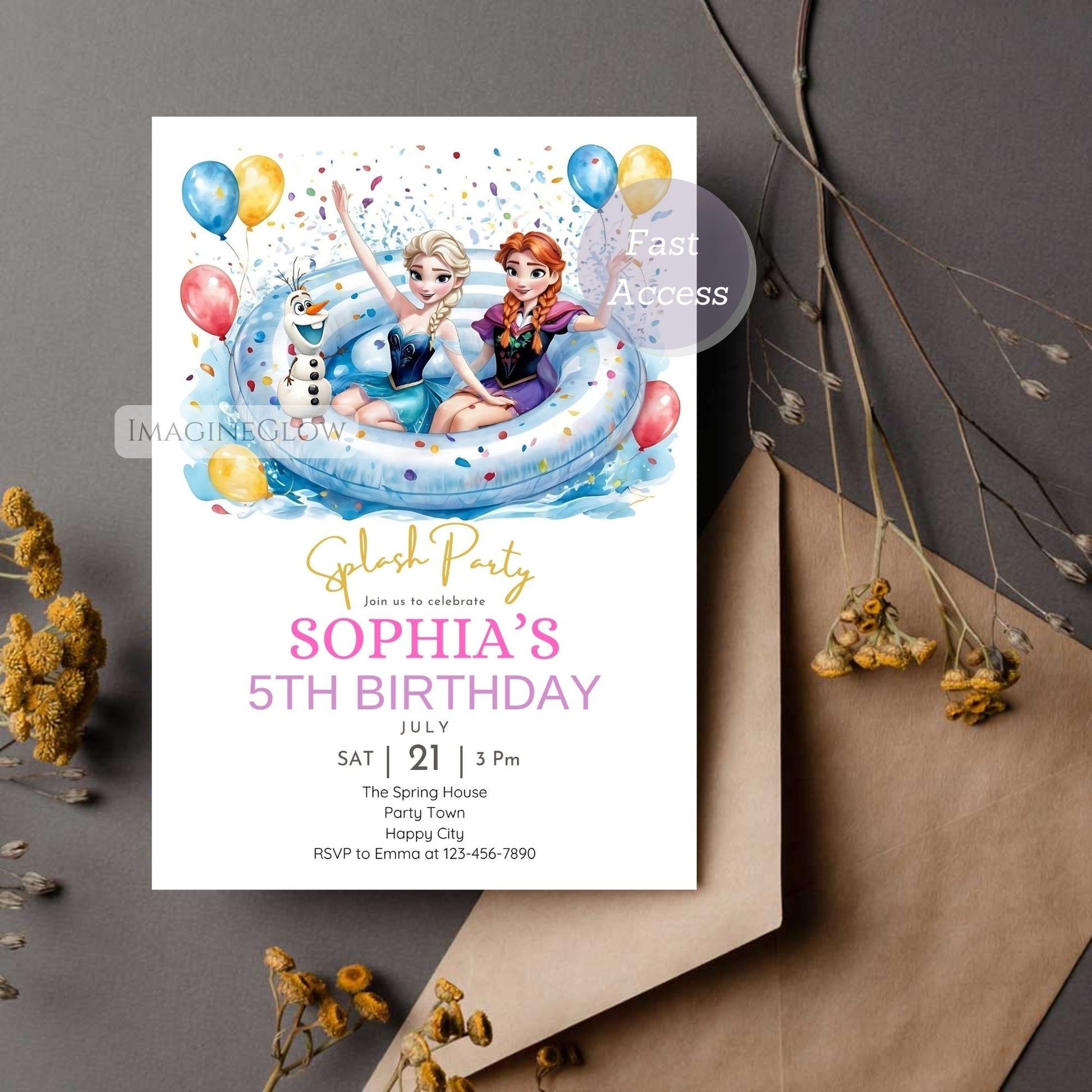 frozen beach pool party invite