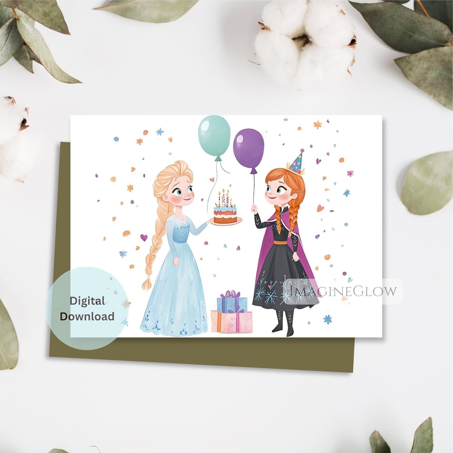 elsa anna digital birthday card
frozen princess birthday greeting