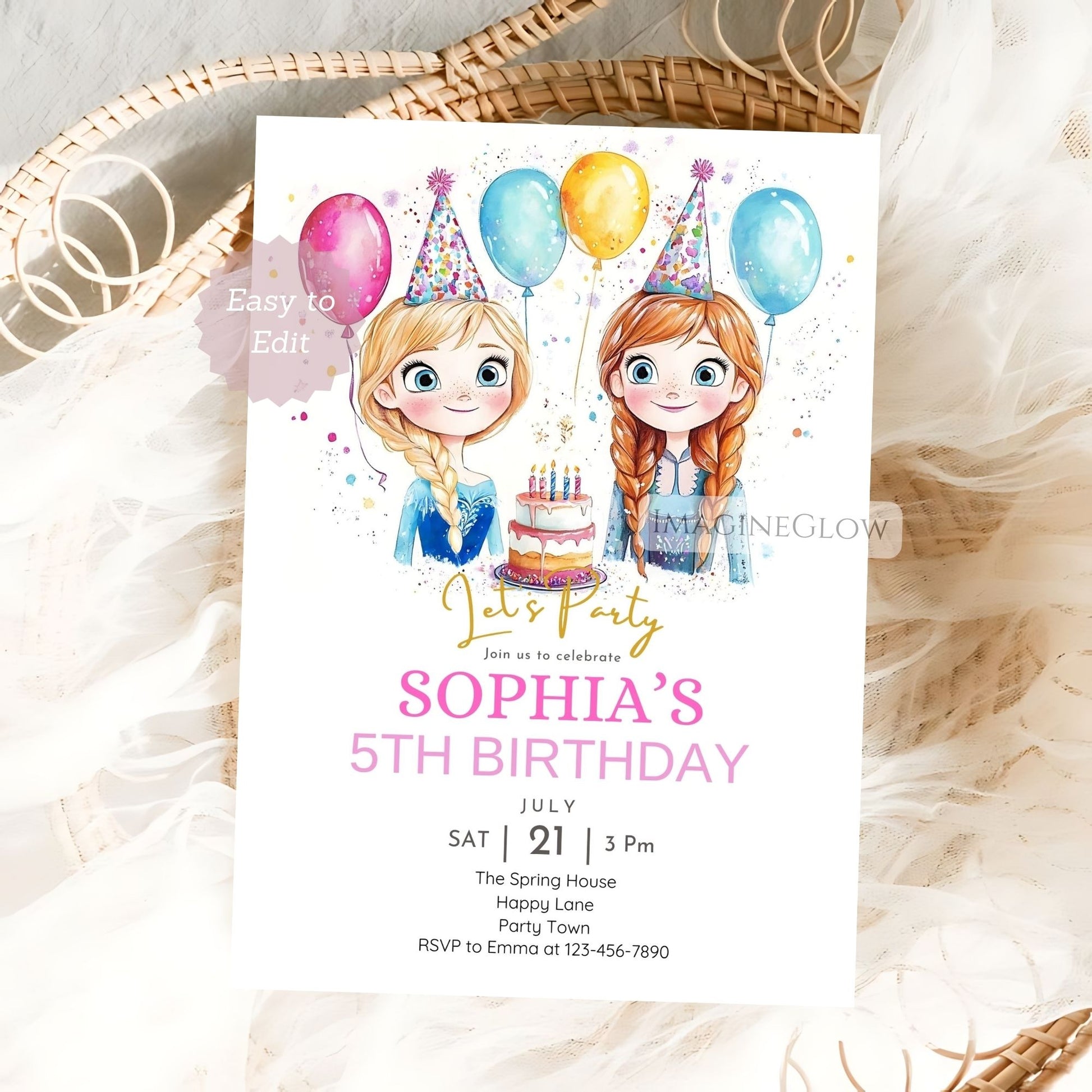 arendelle themed party invite