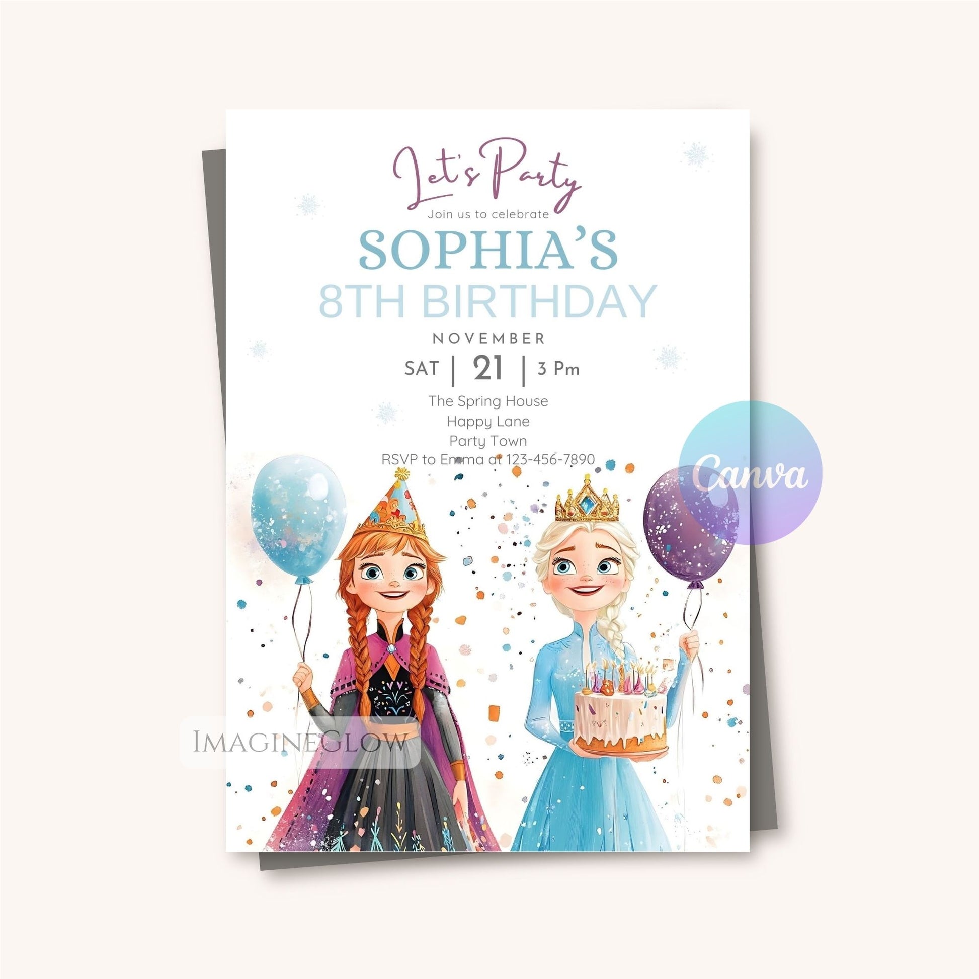Frozen invitation template for girls