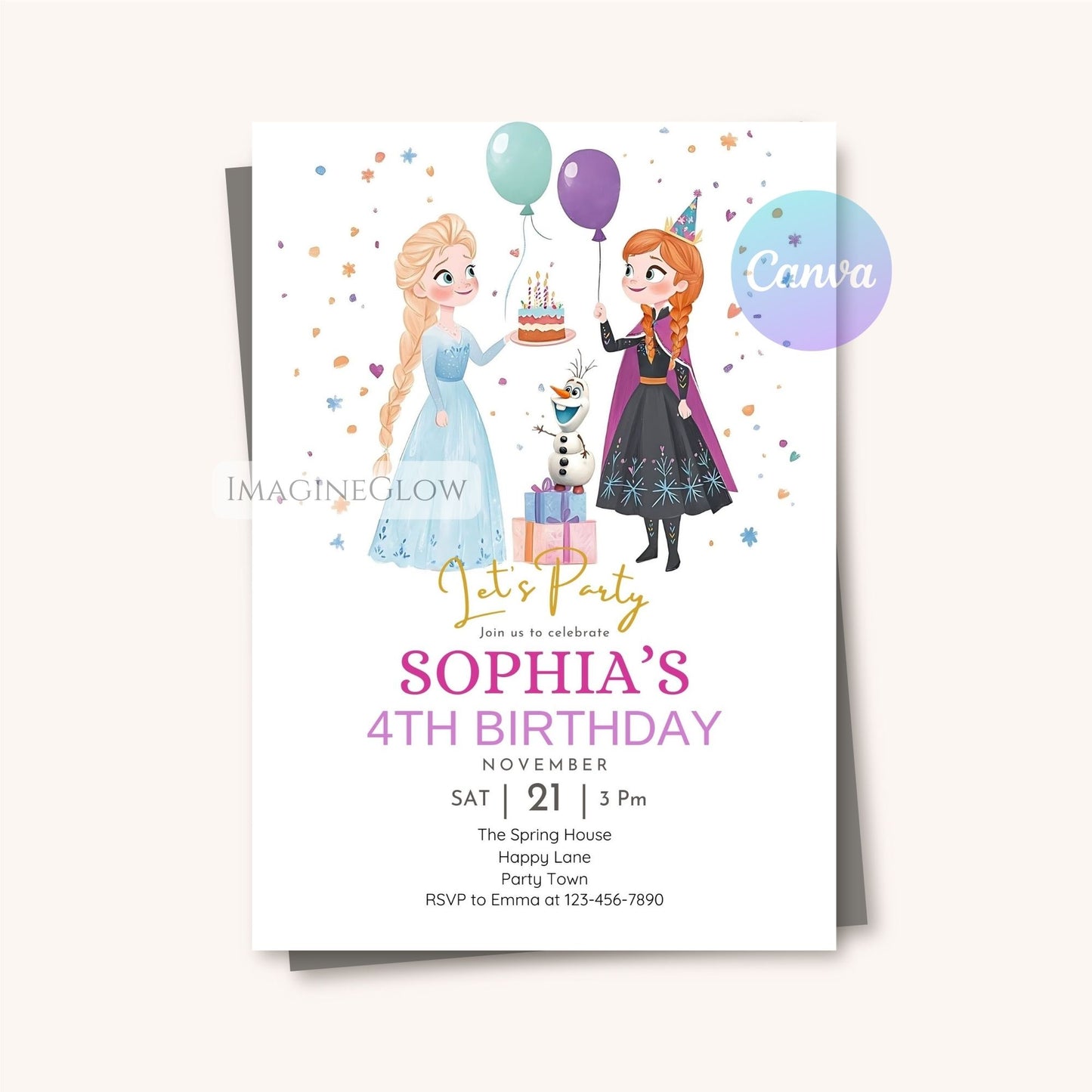 Frozen invitation template for girls and boys