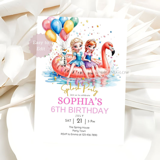 frozen beach birthday invitation
summer frozen theme party invite