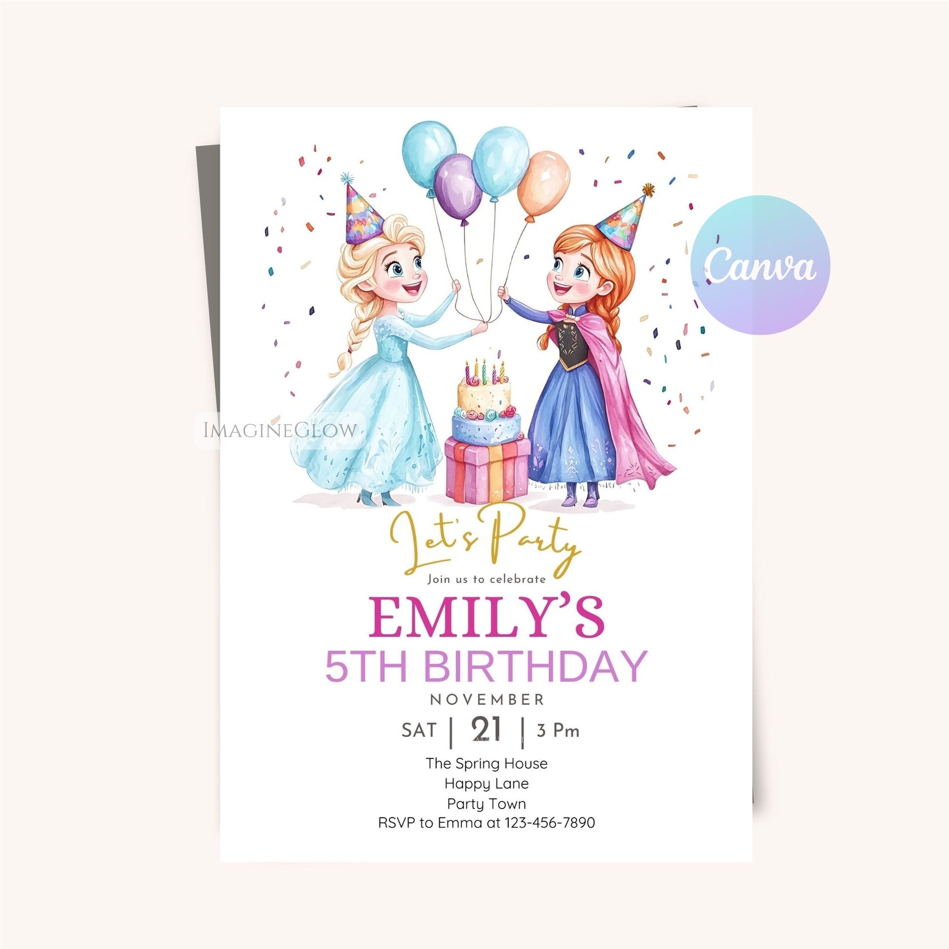 Editable Frozen birthday invitation digital