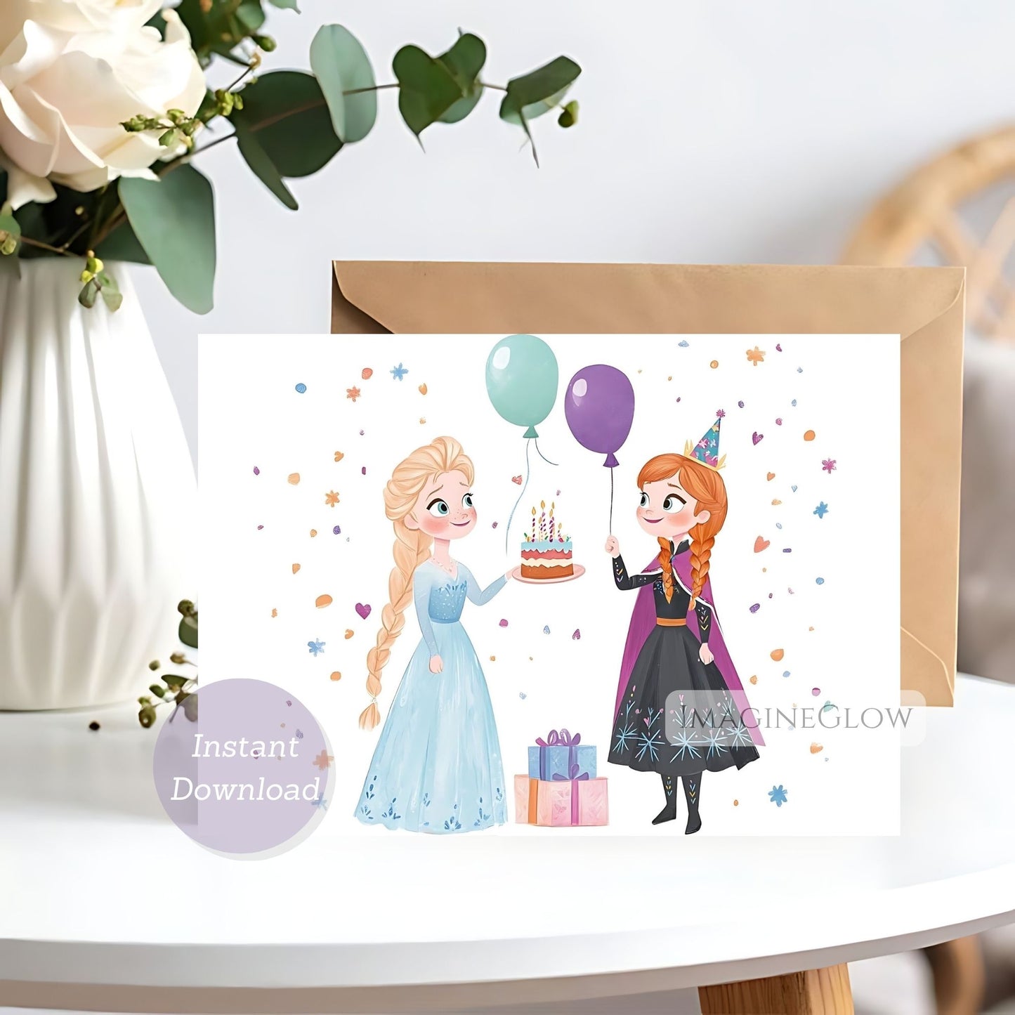 elsa and anna frozen birthday card
girls frozen birthday card
winter wonderland birthday card
frozen theme printable card