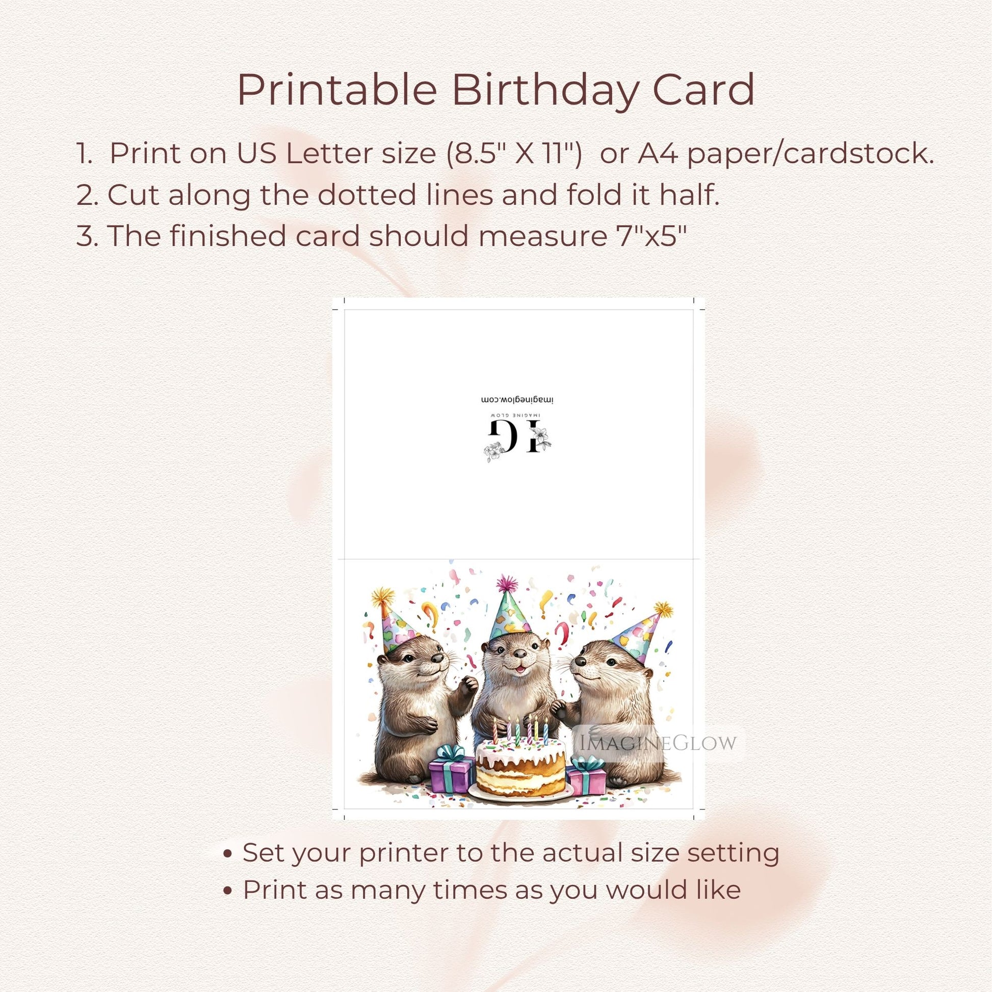 Otter holding gift birthday card
Cute animal printable card
Birthday card for nature lovers
Digital river otter greeting card