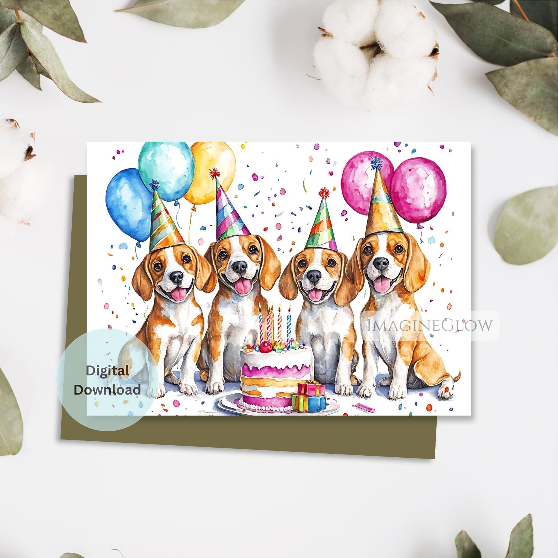 Beagle printable greeting
birthday card for Beagle fans
Beagle dog birthday card printable