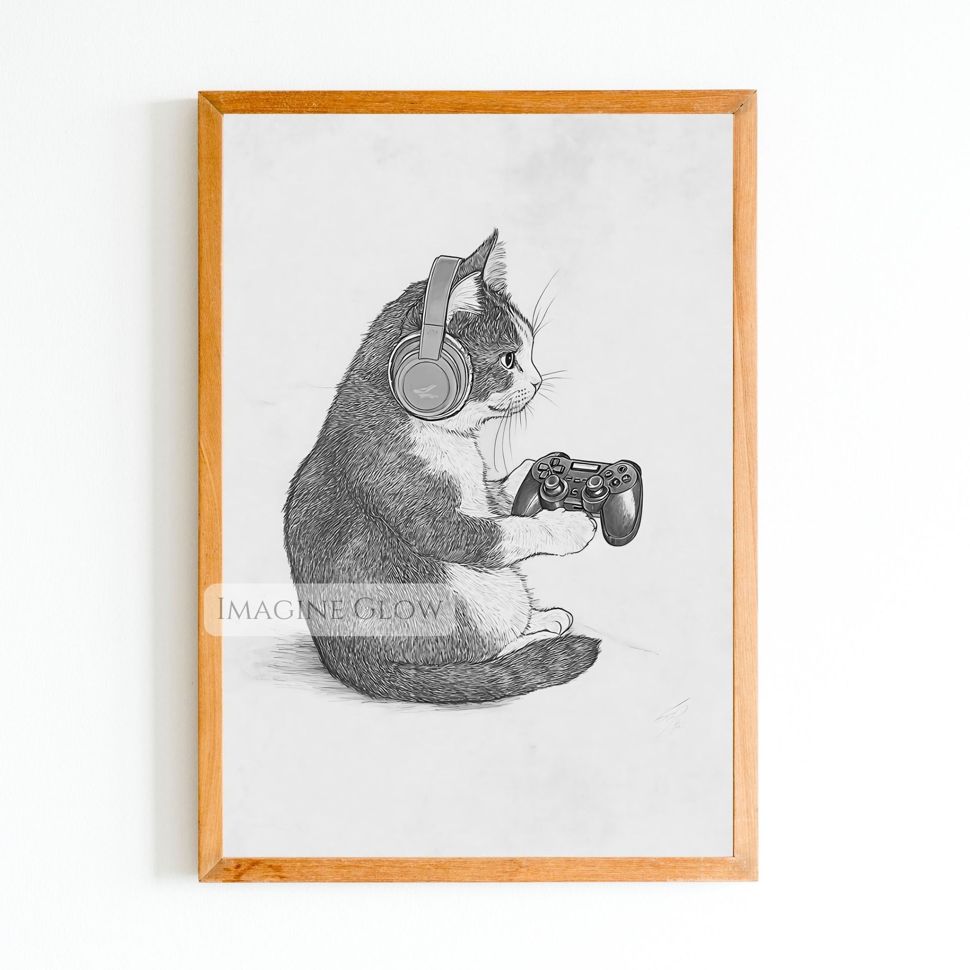 Colorful cat gaming poster for bedroom