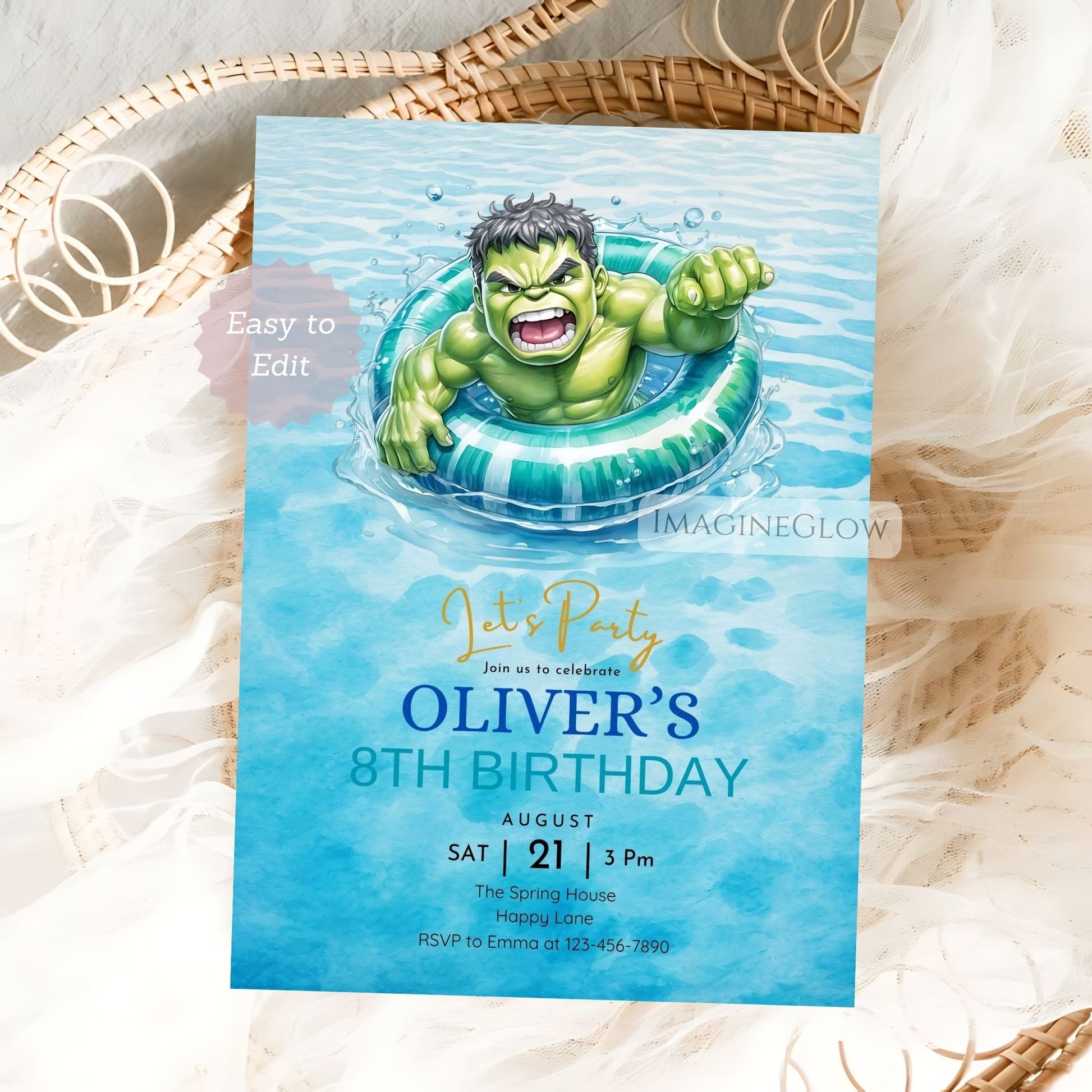 superhero splash birthday template
fun summer superhero invitation for boys