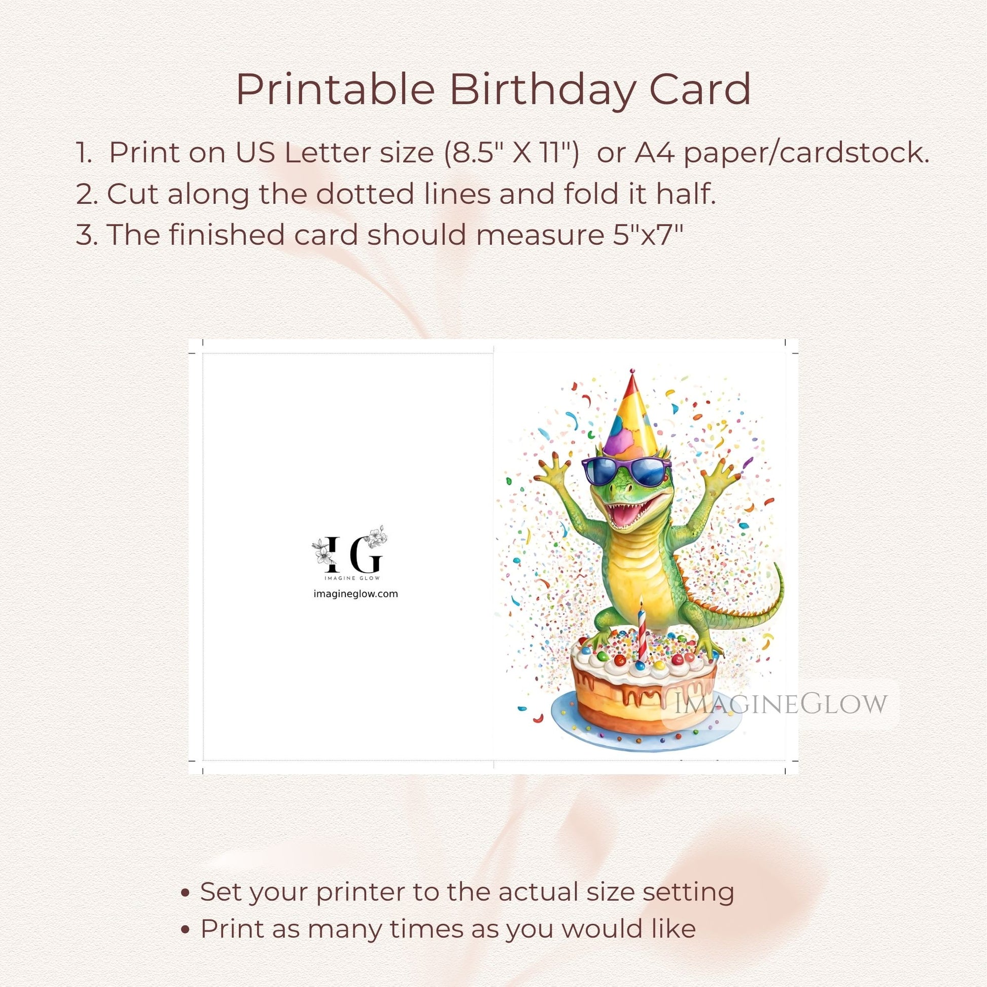 Nature theme birthday card
Lizard birthday printable card
