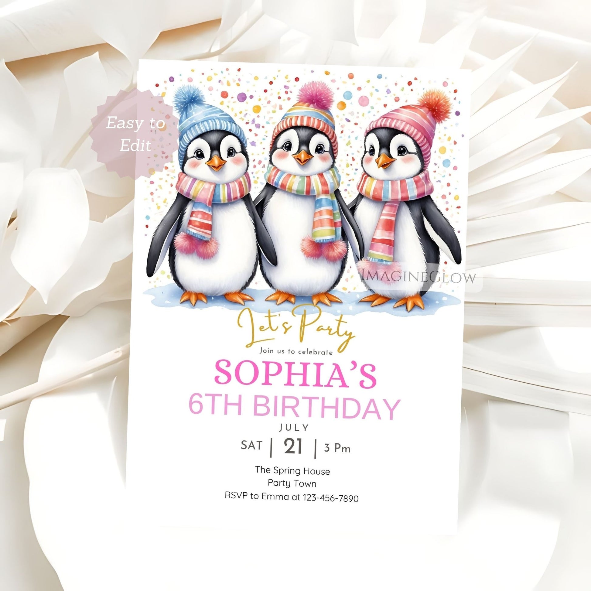printable penguin birthday invite for children