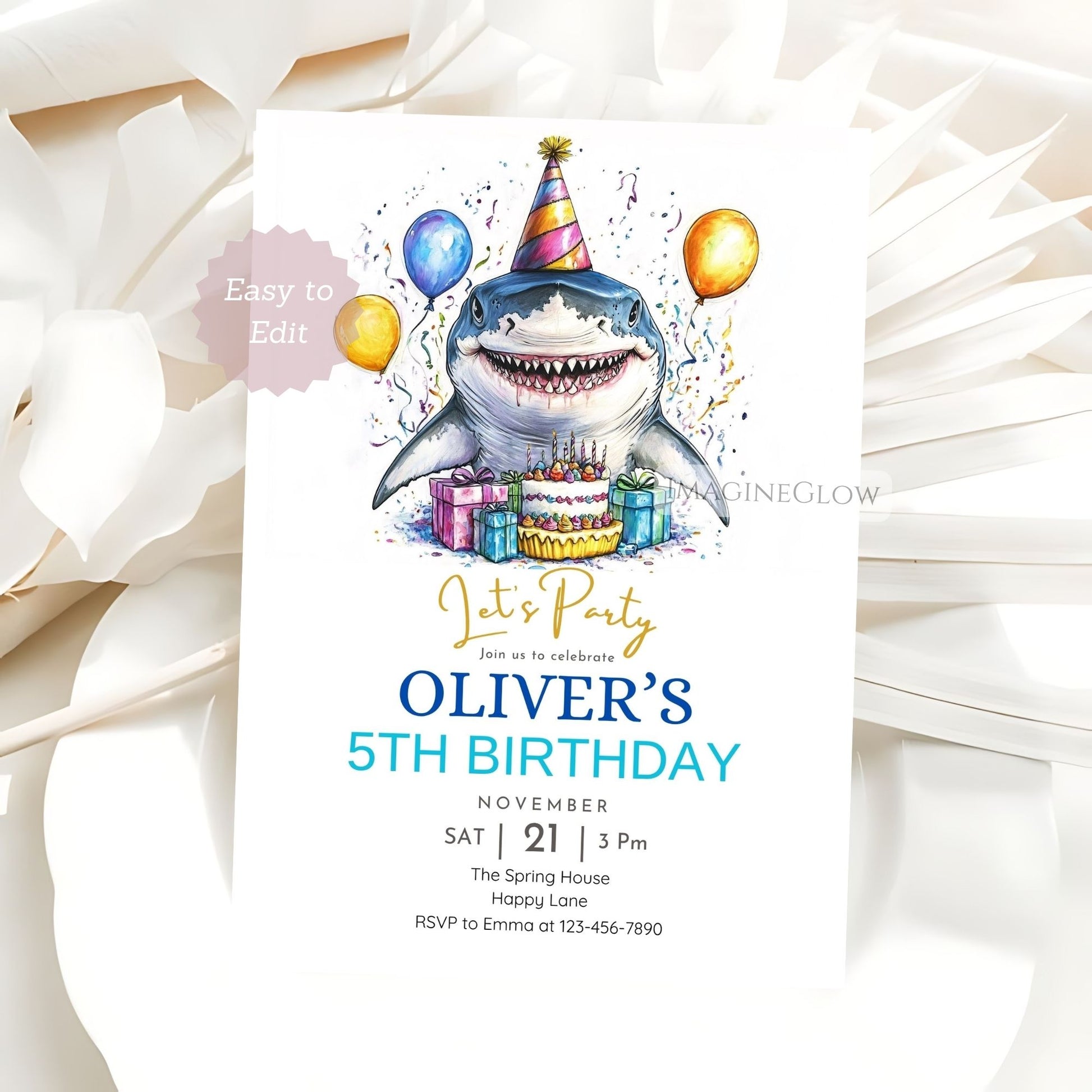 shark birthday invitation for boys
ocean animal party invite for kids