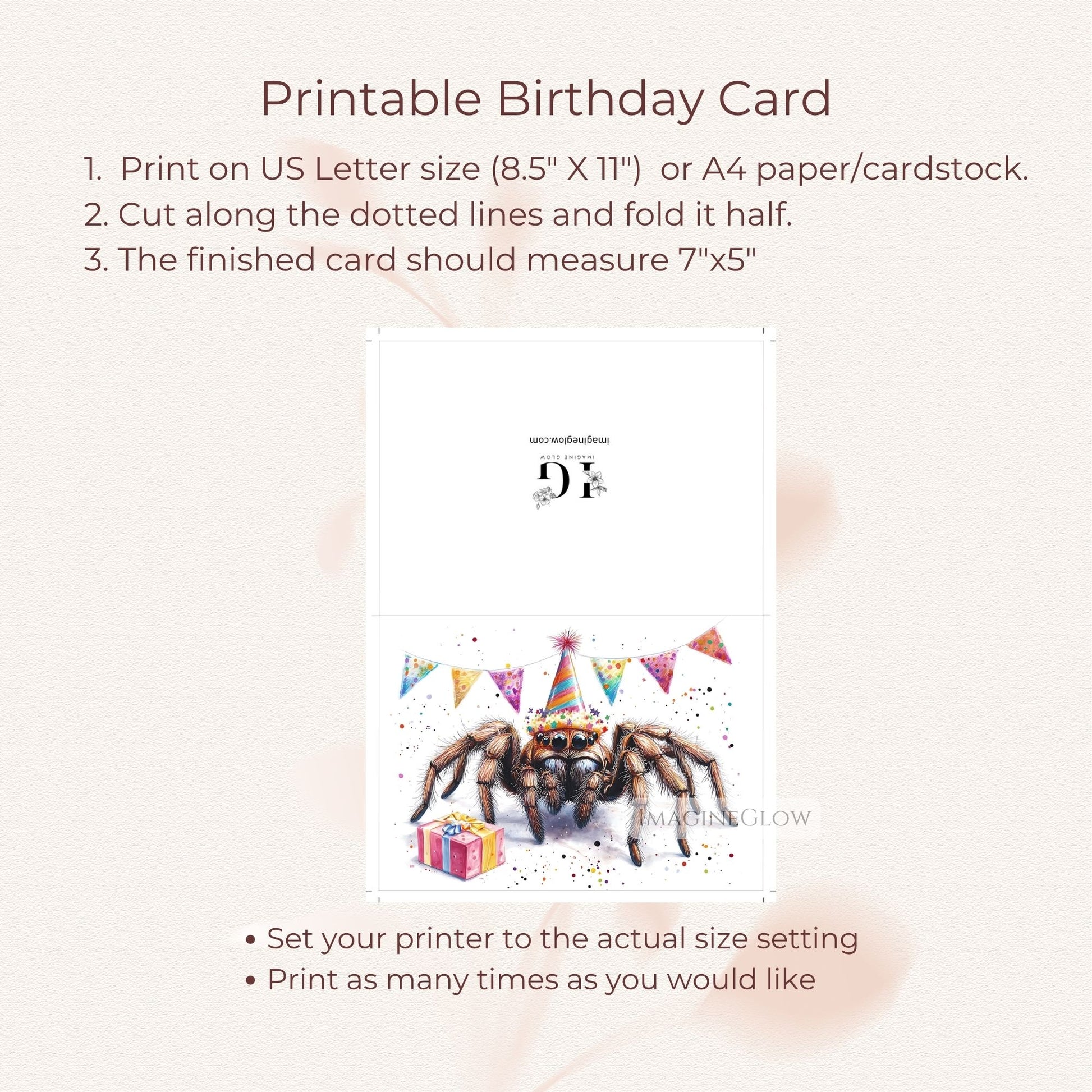 fun spider birthday card for kids
unique spider birthday card for adults
nature inspired spider card
digital download spider birthday card
cute spider illustration greeting card
eco friendly printable spider card
insect lover birthday greeting card