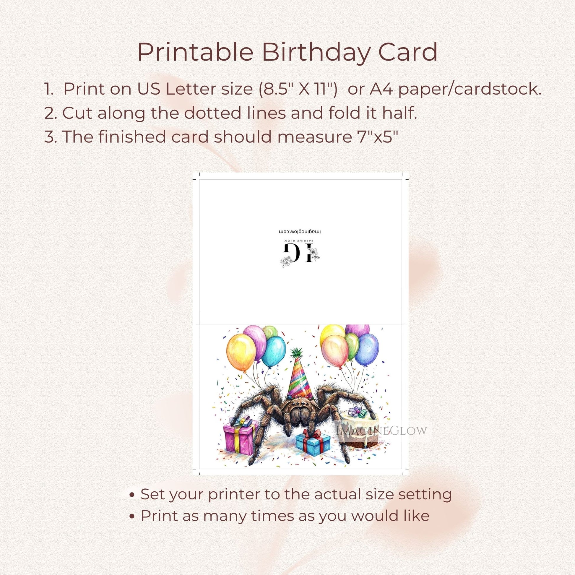 Exotic pet birthday card
Fun tarantula greeting card
Spider lover birthday card