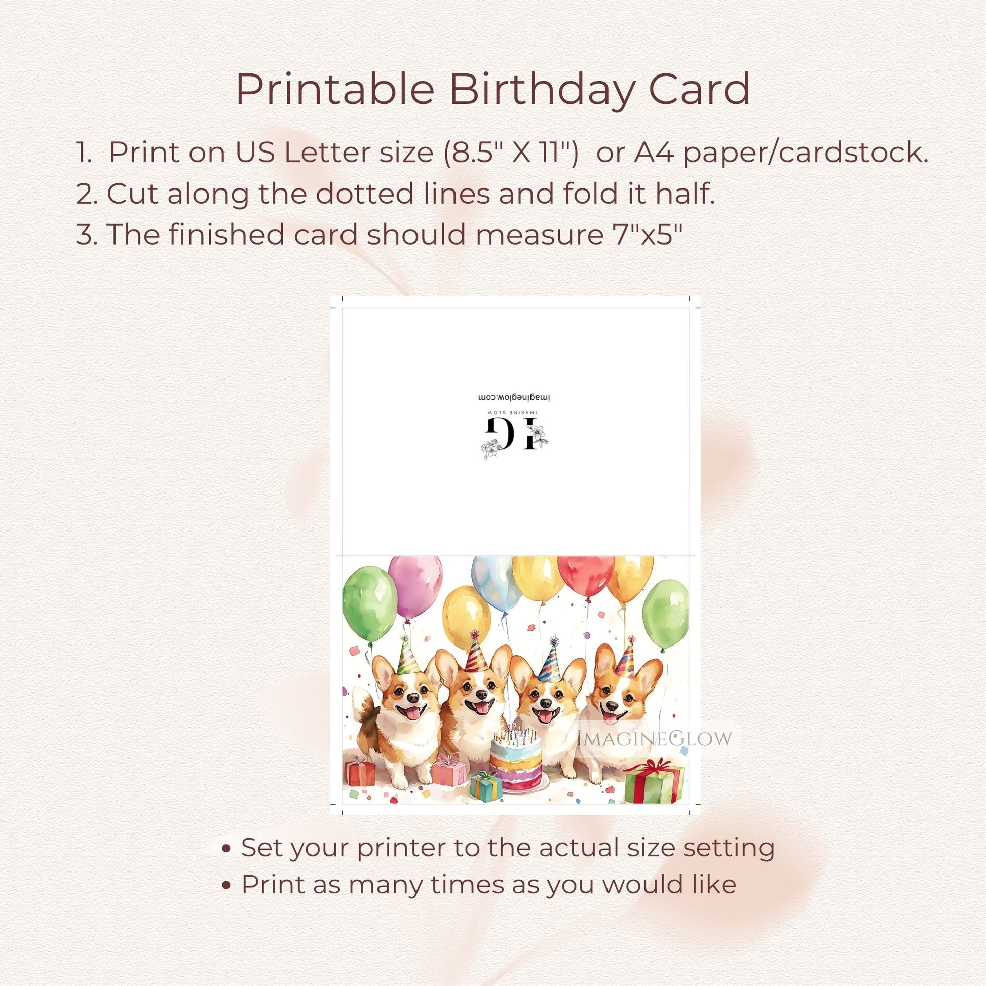 corgi puppy birthday greeting