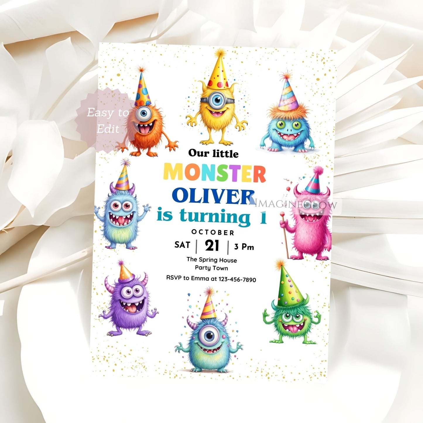 little monster birthday invitation cute design