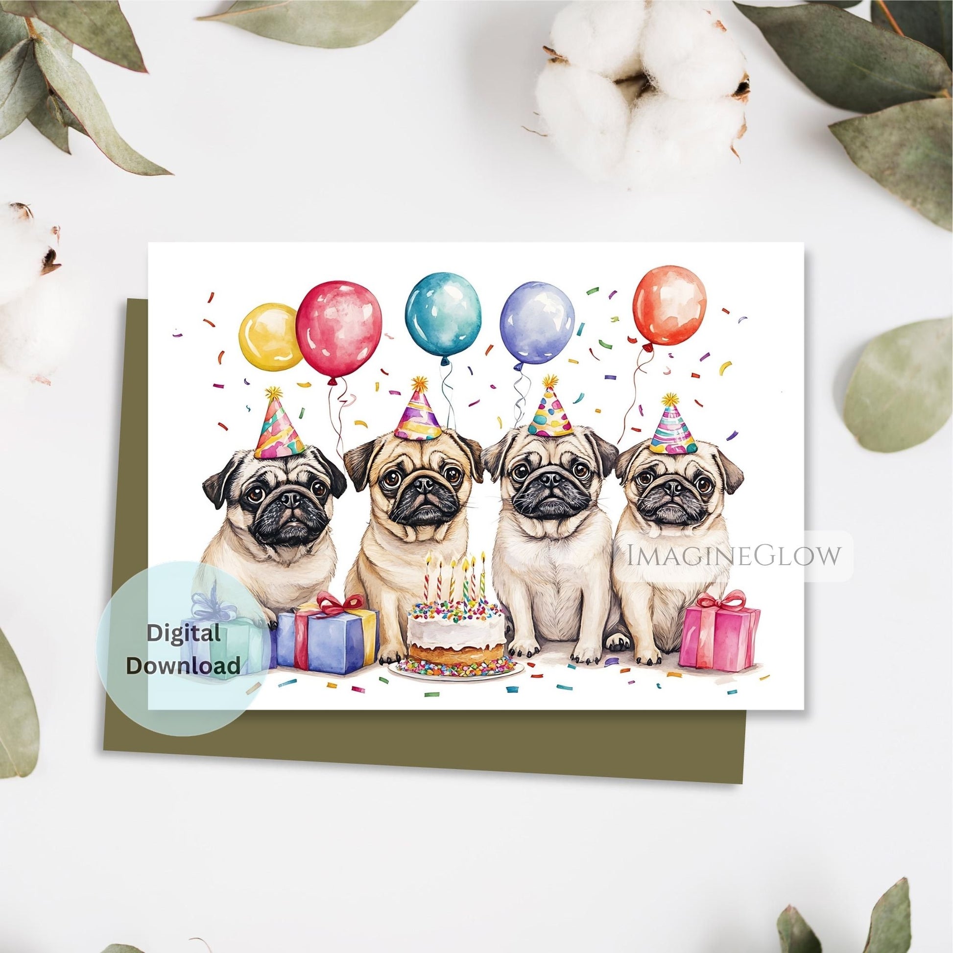 cute Pug greeting card
funny Pug birthday card
