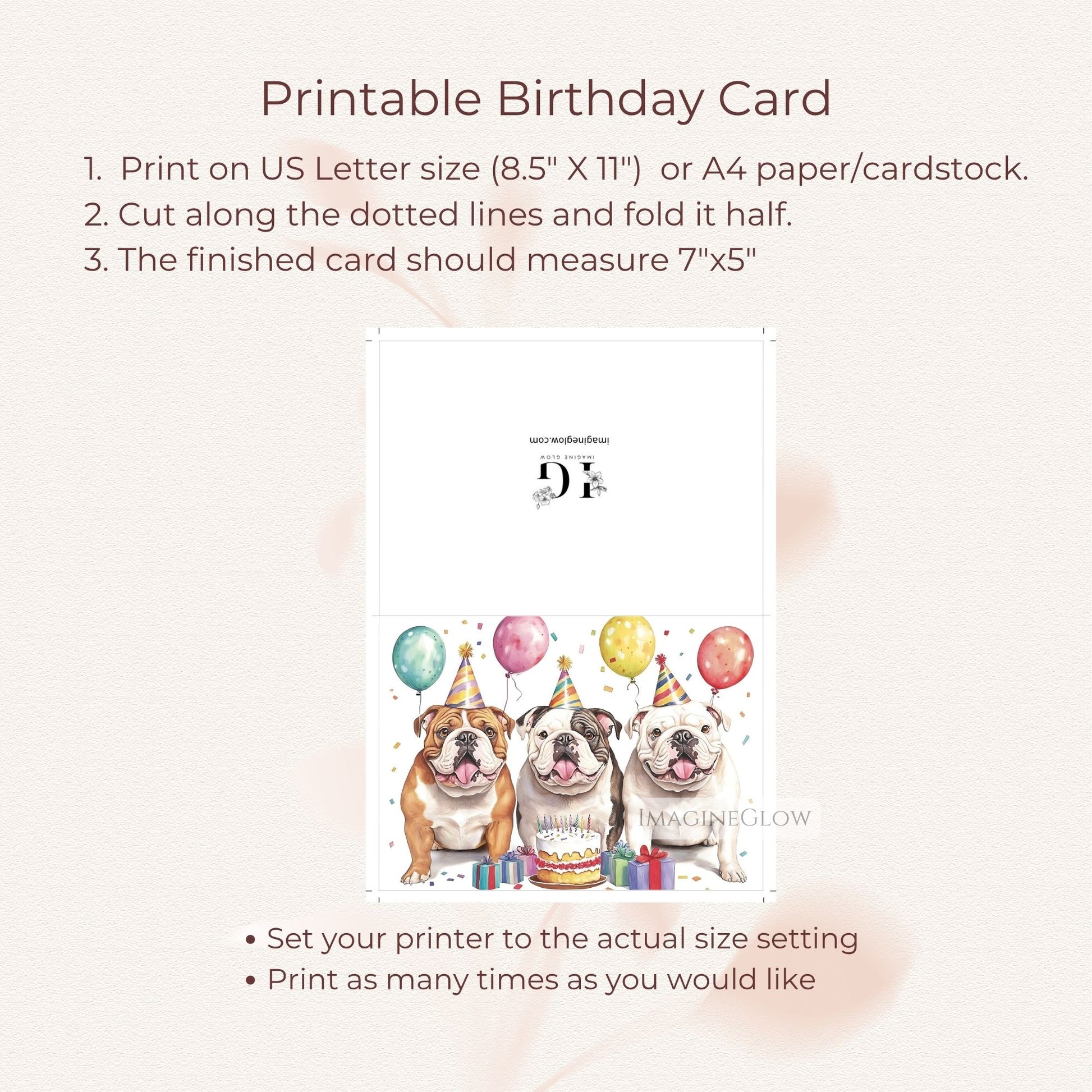 bulldog lover greeting card
adorable bulldog printable birthday card