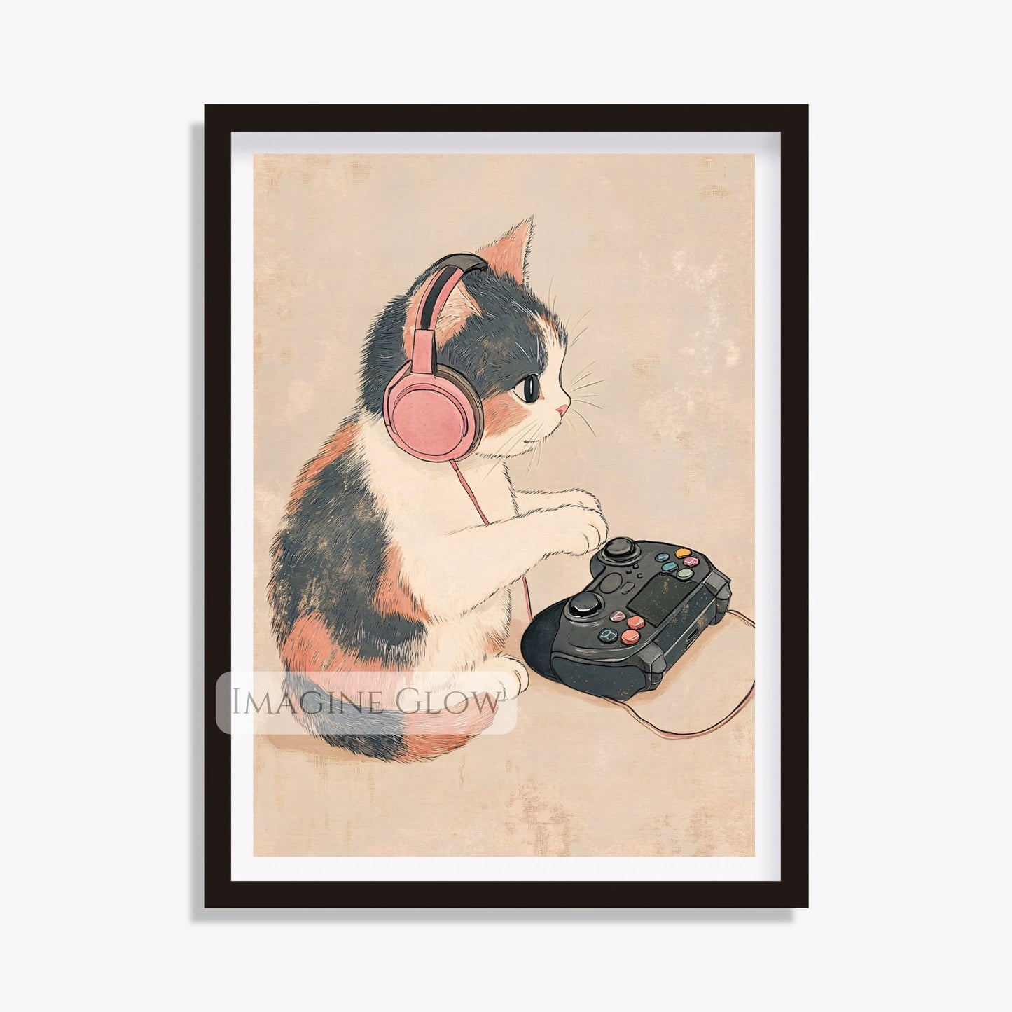Gaming-themed cat print for kids and adults