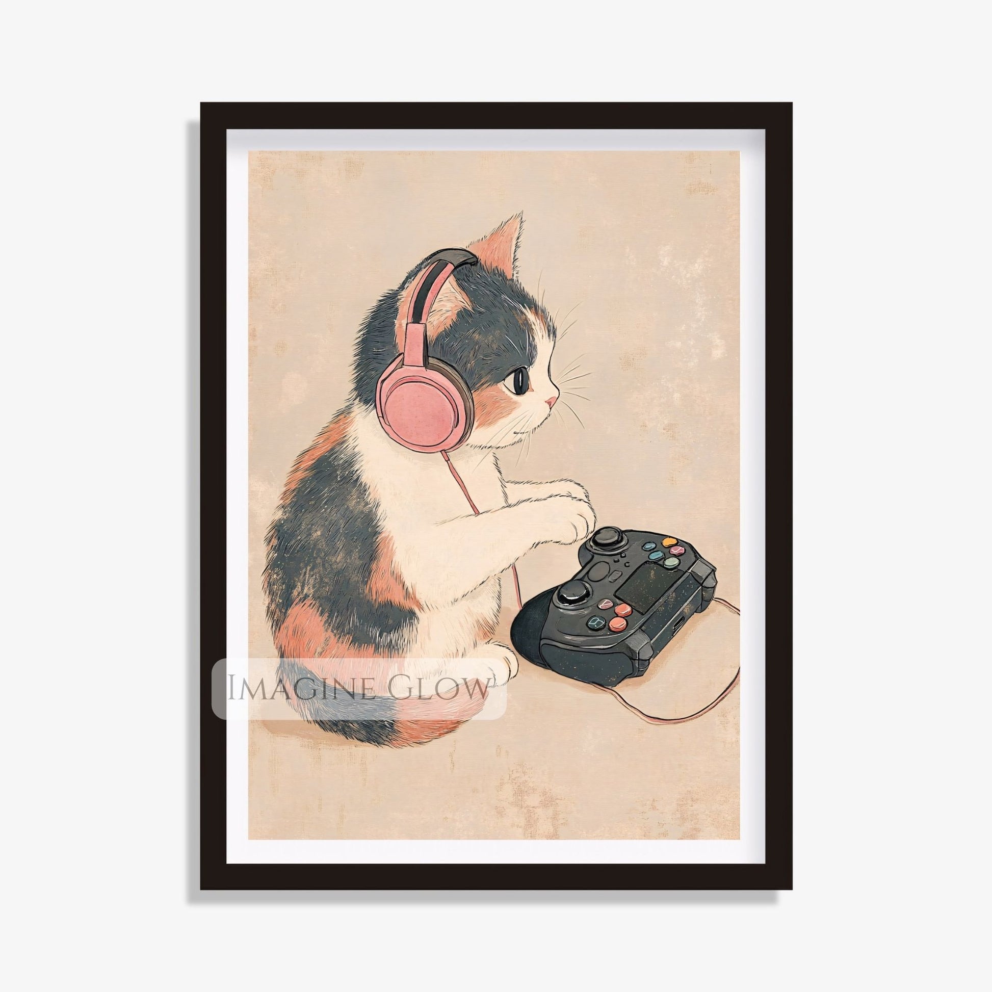 Gaming-themed cat print for kids and adults