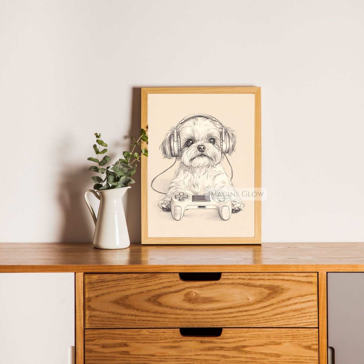 Funny dog gaming poster for video game lovers