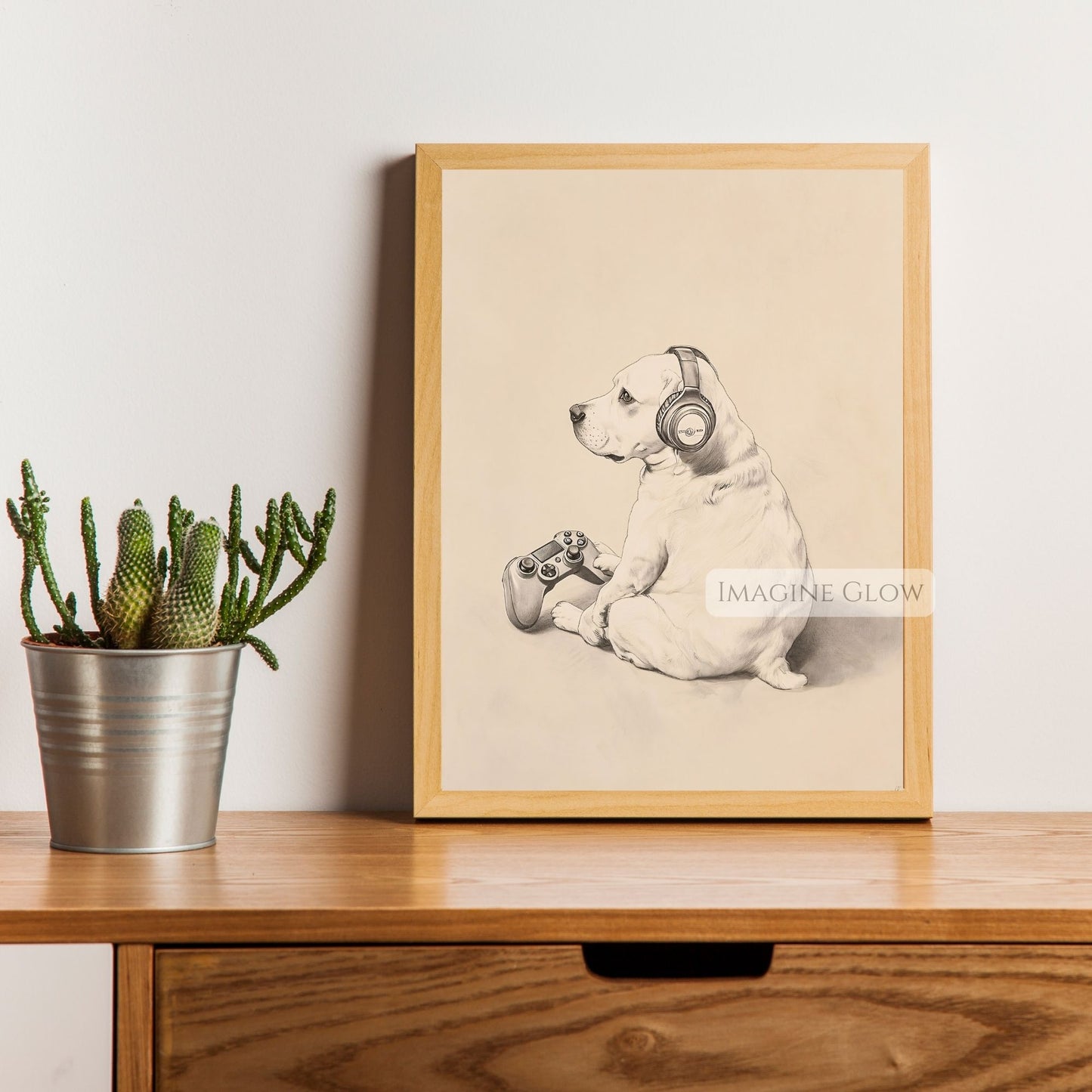 Gamer dog poster for nerdy decor