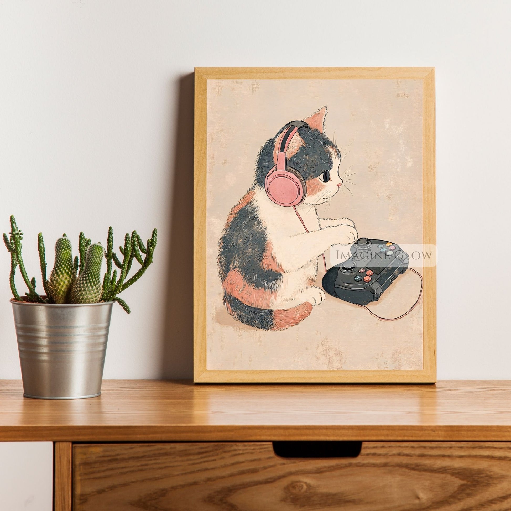 Gamer cat poster for nerdy wall decor
