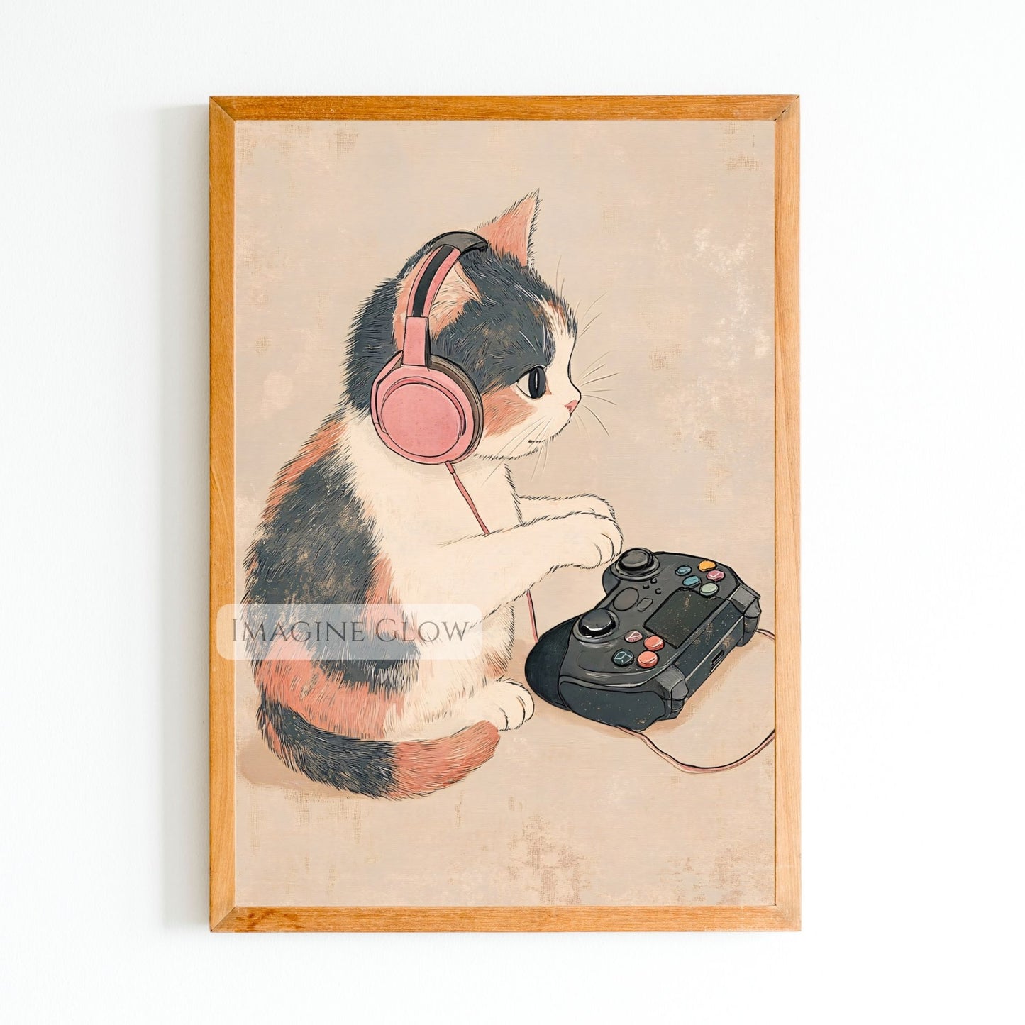 Cat playing video games digital artwork