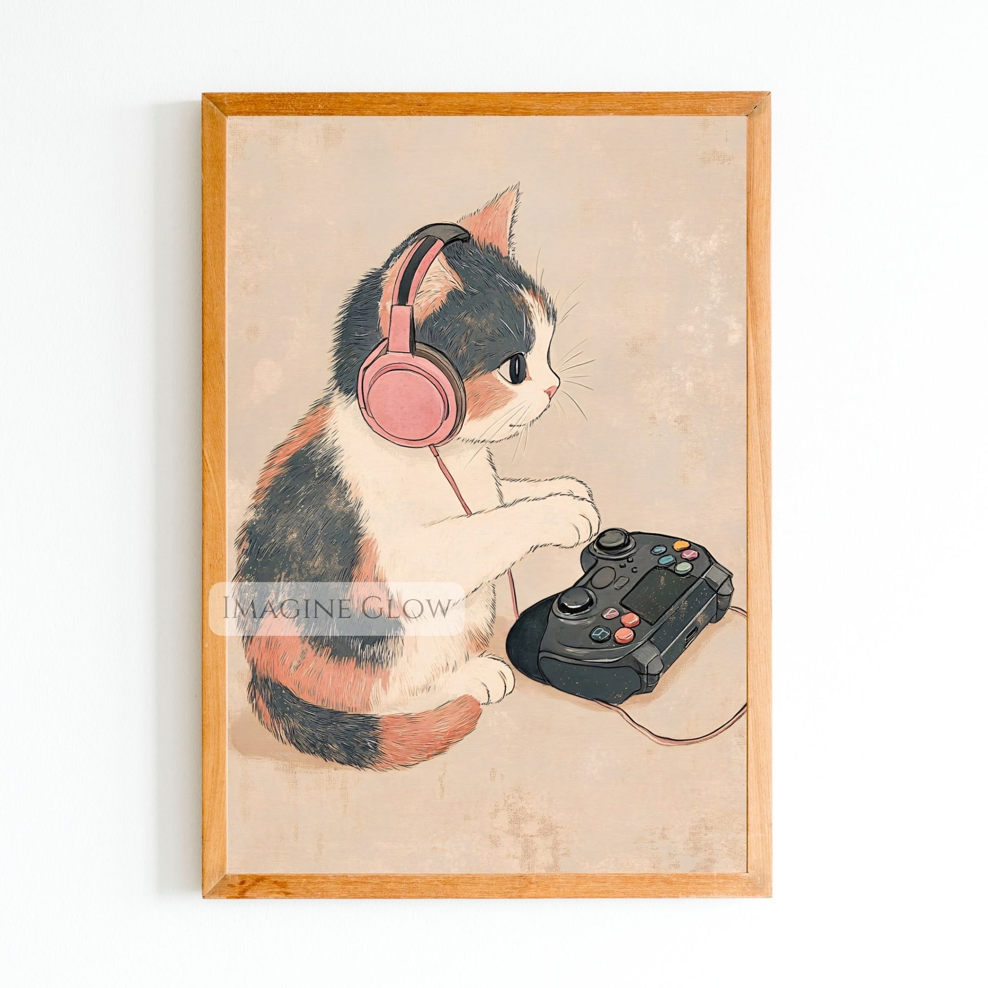 Cat playing video games digital artwork