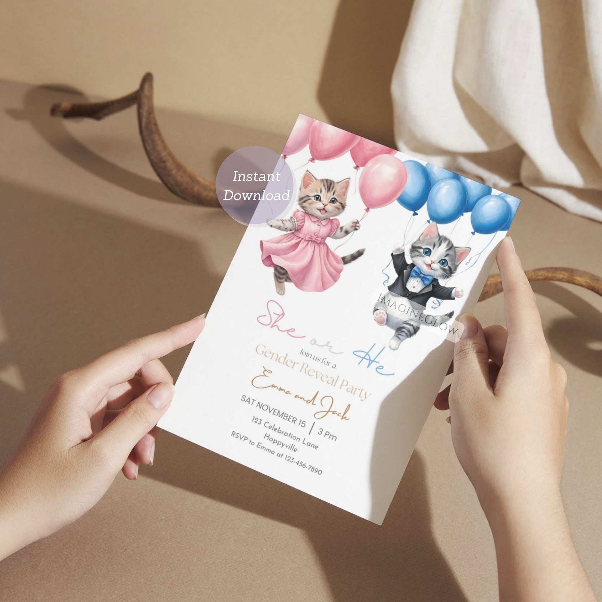 baby shower invite with kitten and balloons
printable kitten baby shower card