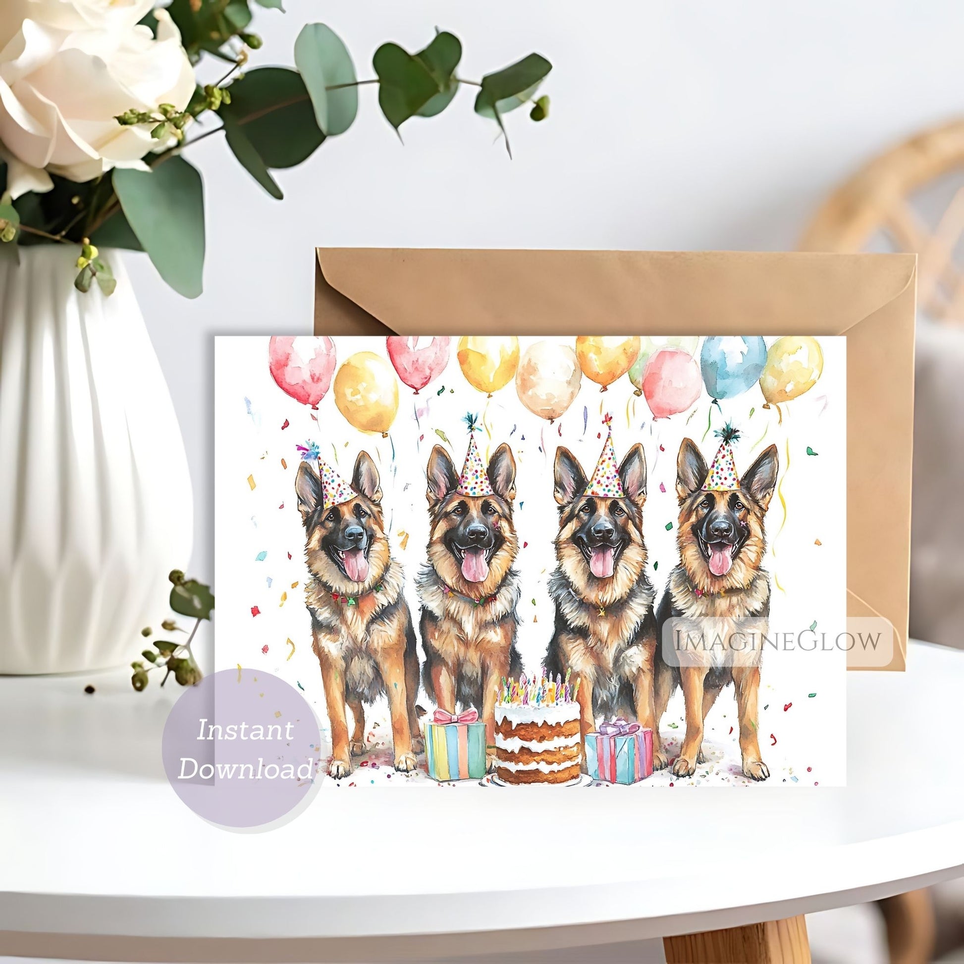 digital dog birthday card german shepherd