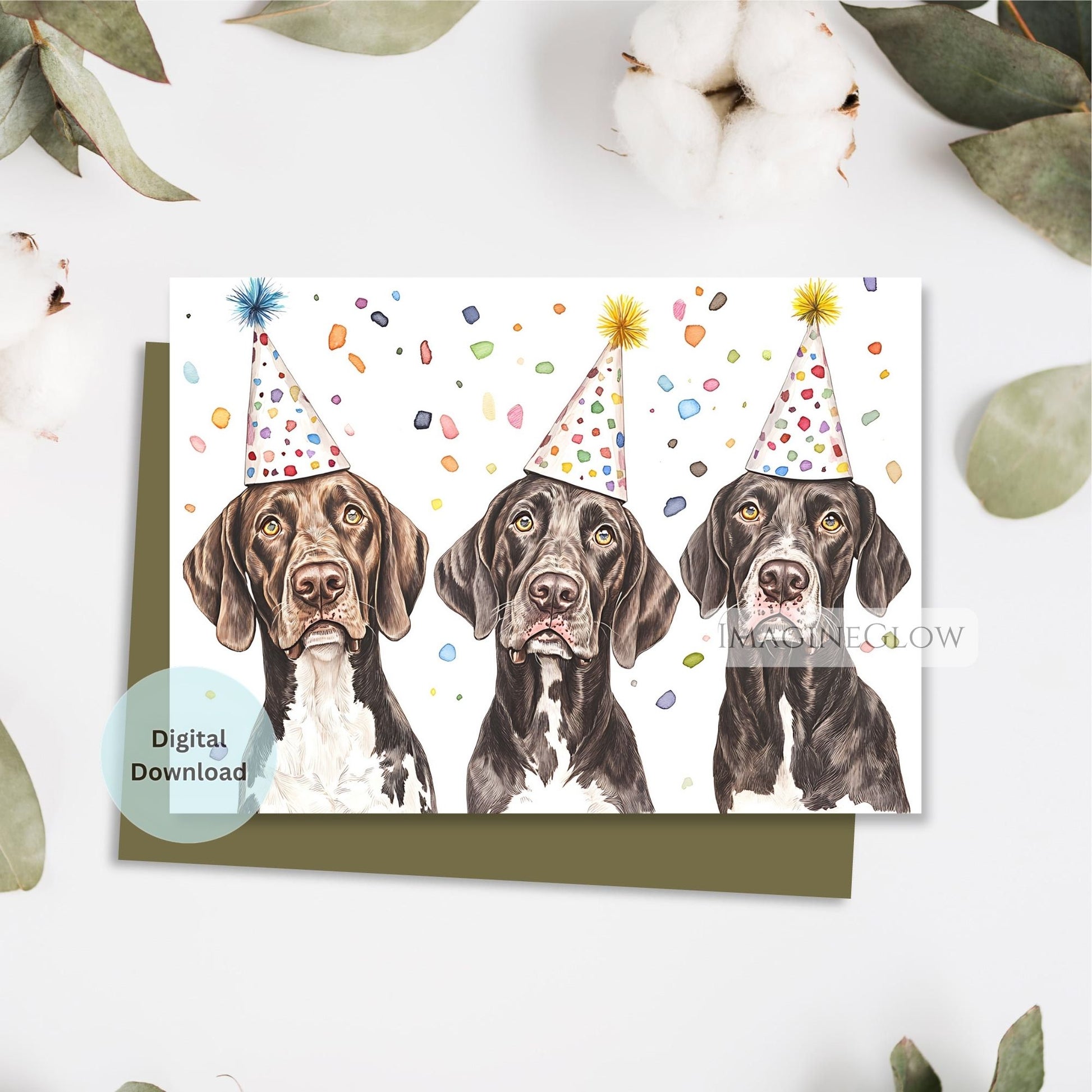 gsp dog birthday card digital printable
cute german shorthaired pointer birthday card
