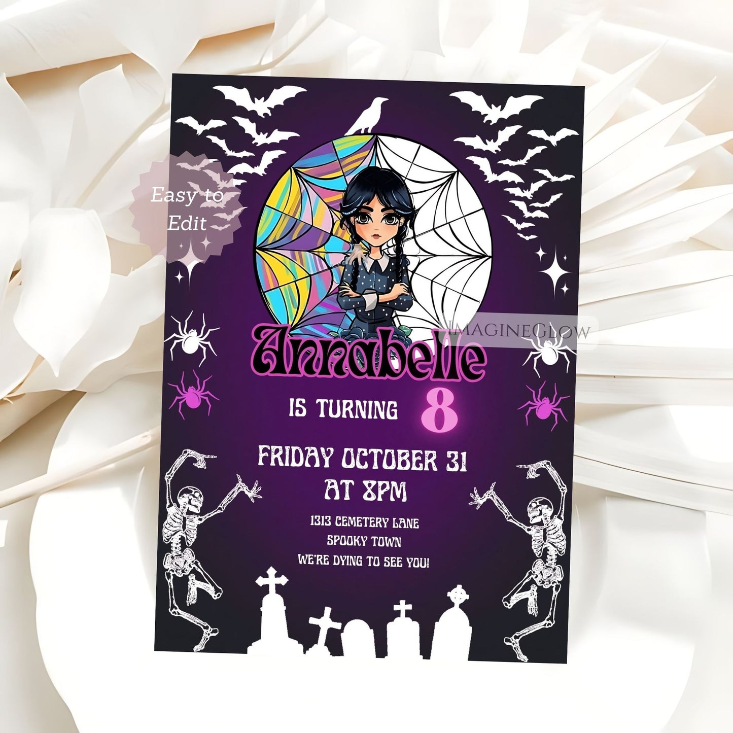 Wednesday Addams birthday invitation for girls