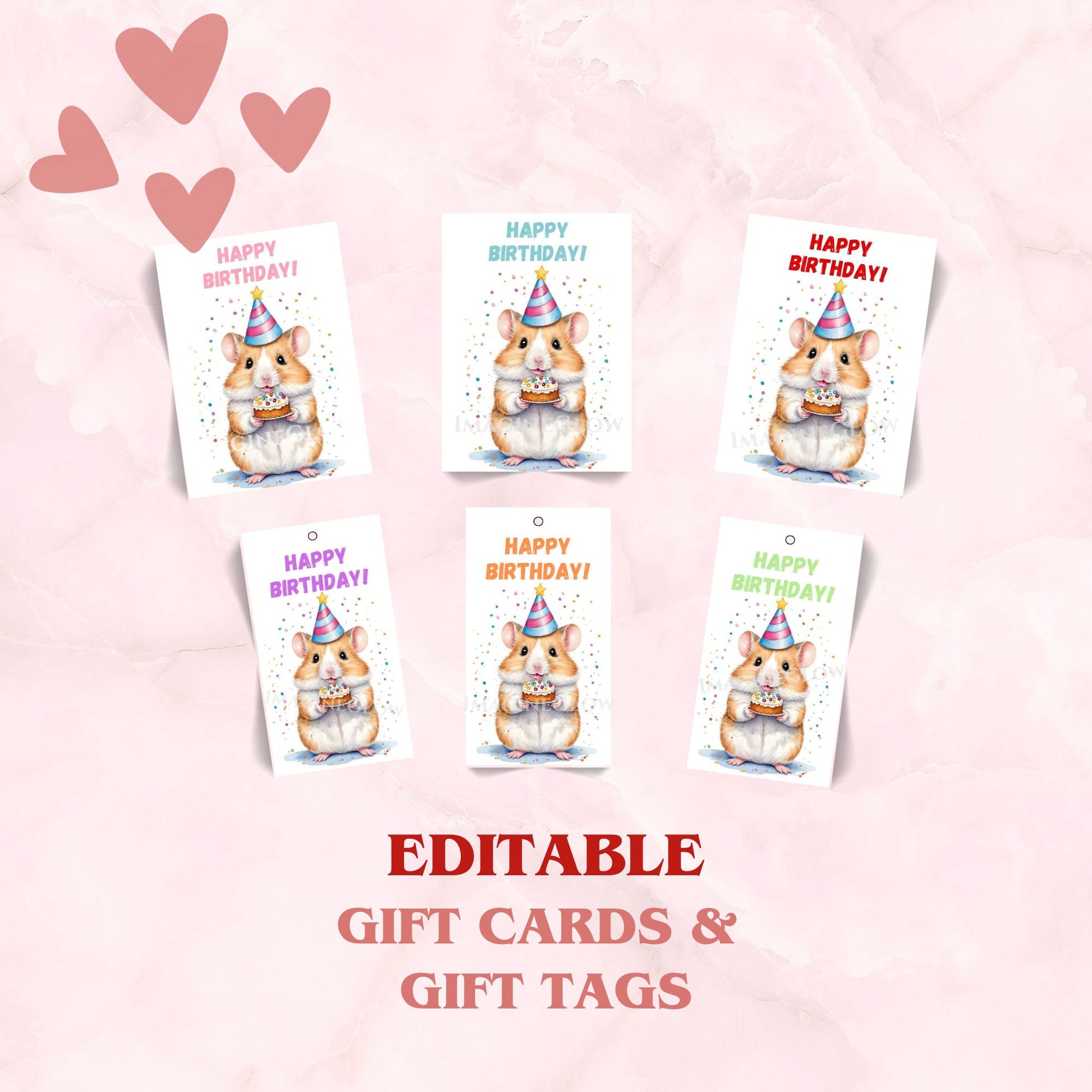 Hamster birthday gift card with cute hamster design