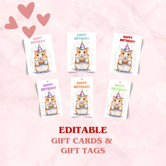 Hamster birthday gift card with cute hamster design