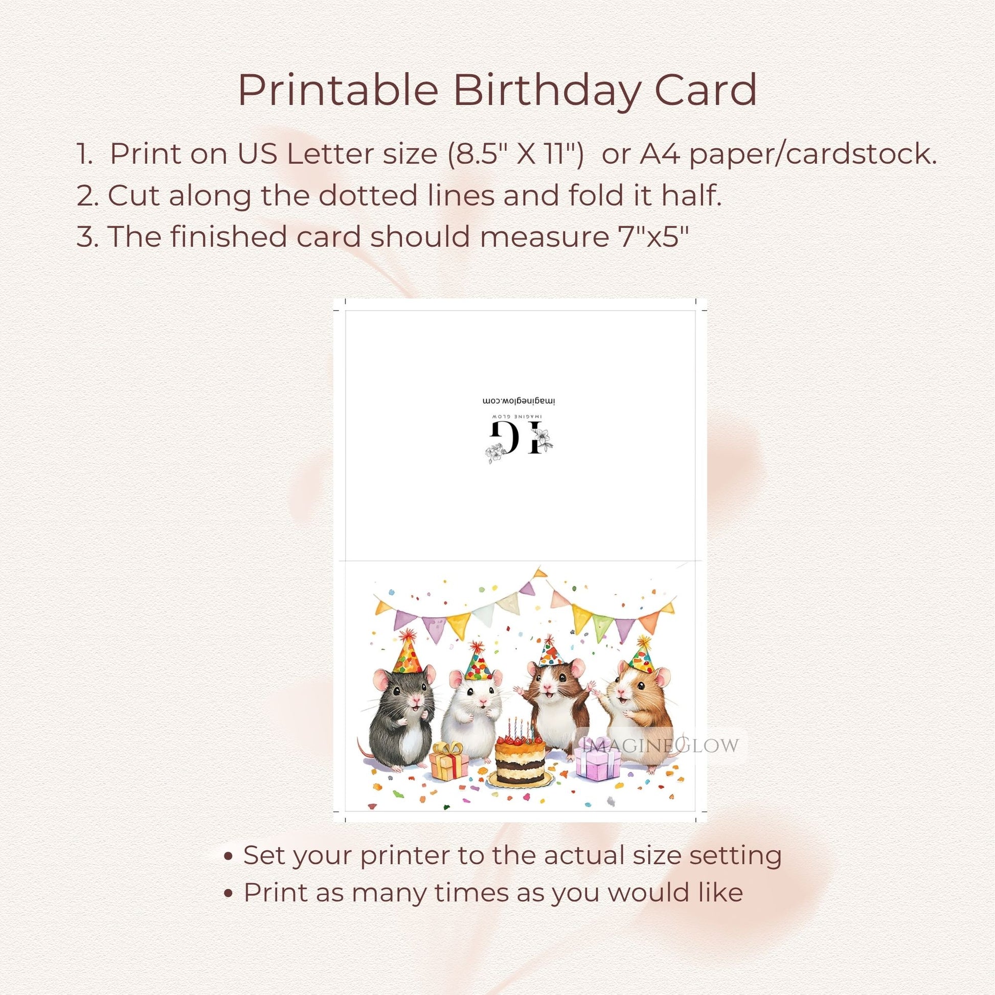 Hamster greeting card for adults
Cute pet-themed birthday card