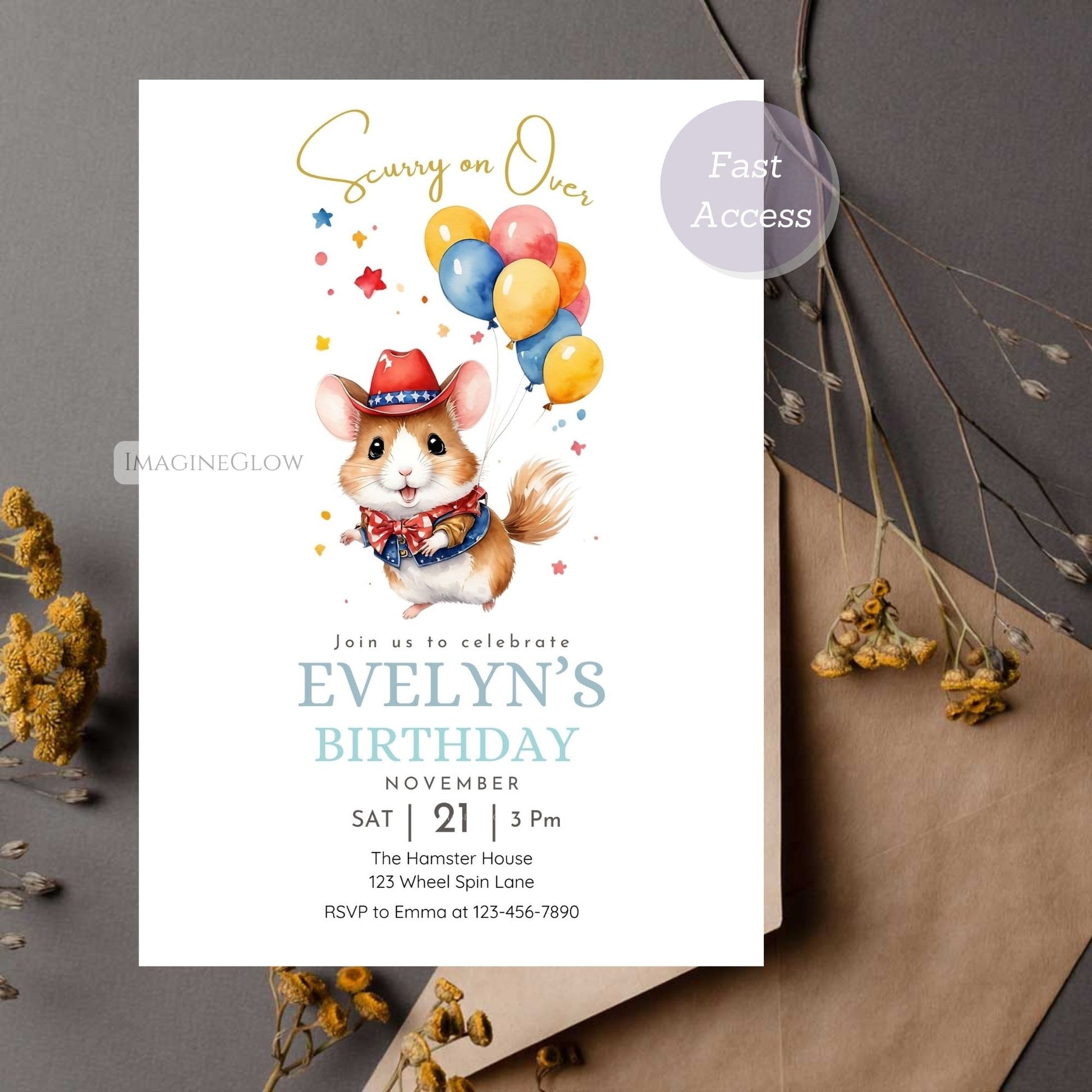 Barnyard cowboy theme birthday invite